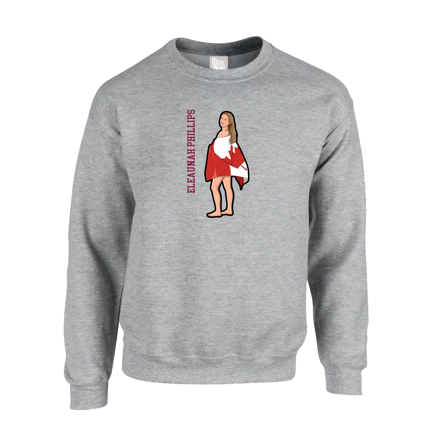 Fleece Crew — Name Vertical in Grey