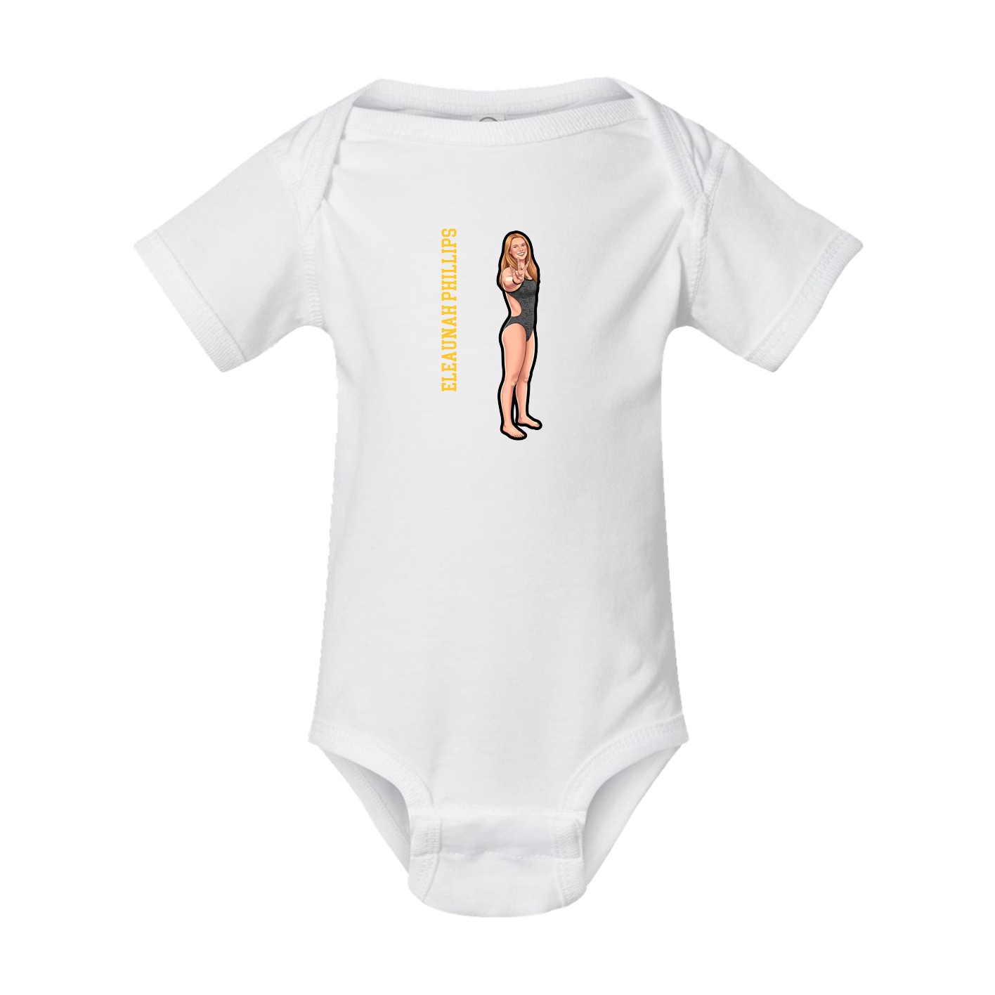 Baby Onesie — Name Vertical in White