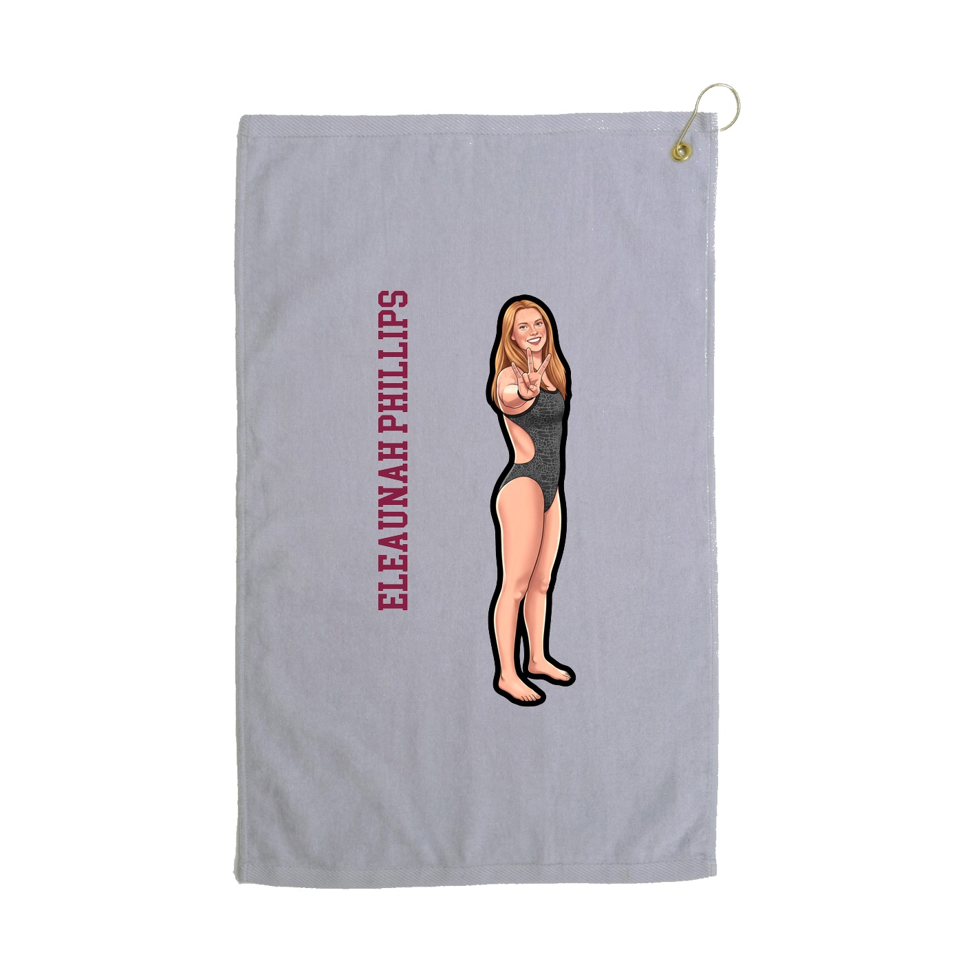 Golf Towel — Name Vertical in Grey
