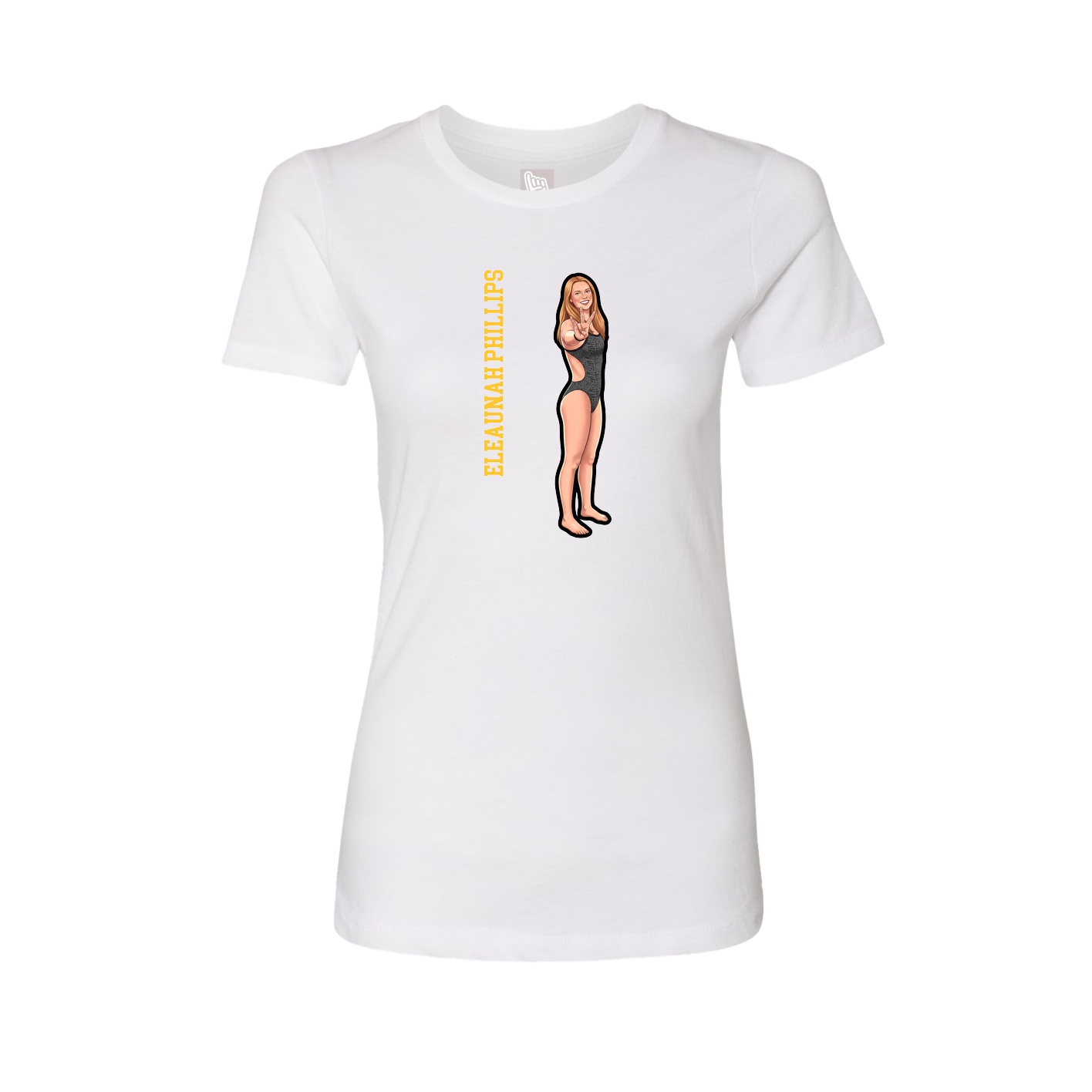 Fitted Women's Tee — Name Vertical in White