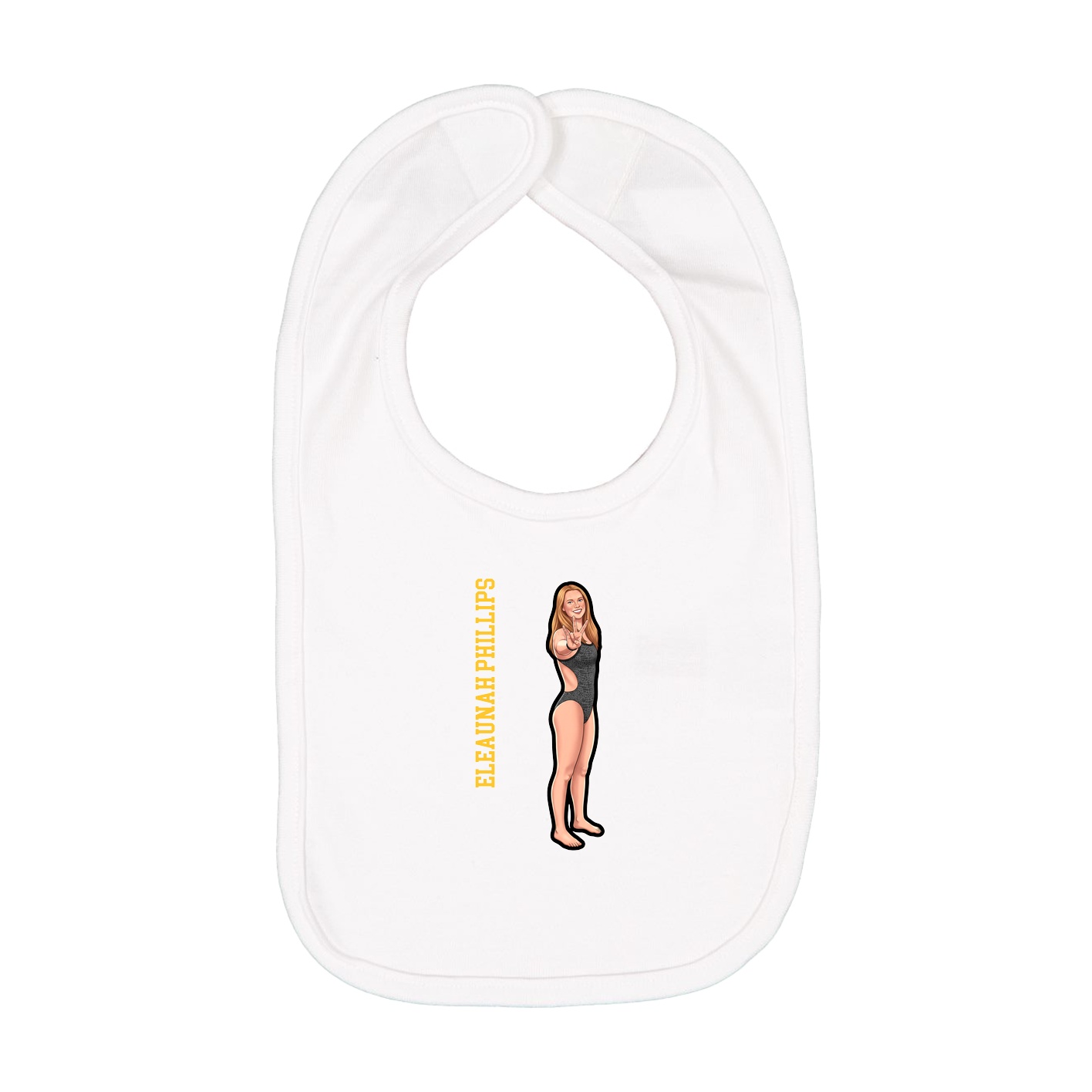 Infant Bib — Name Vertical in White