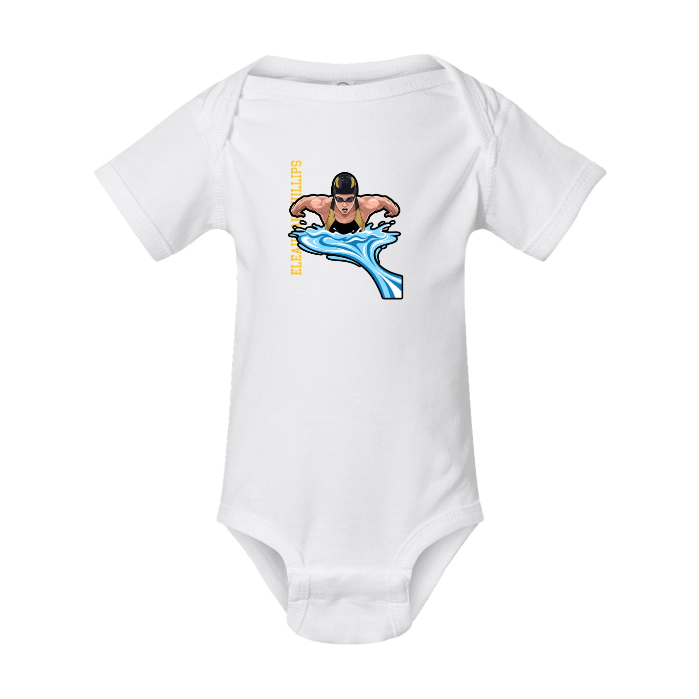 Baby Onesie — Name Vertical in White