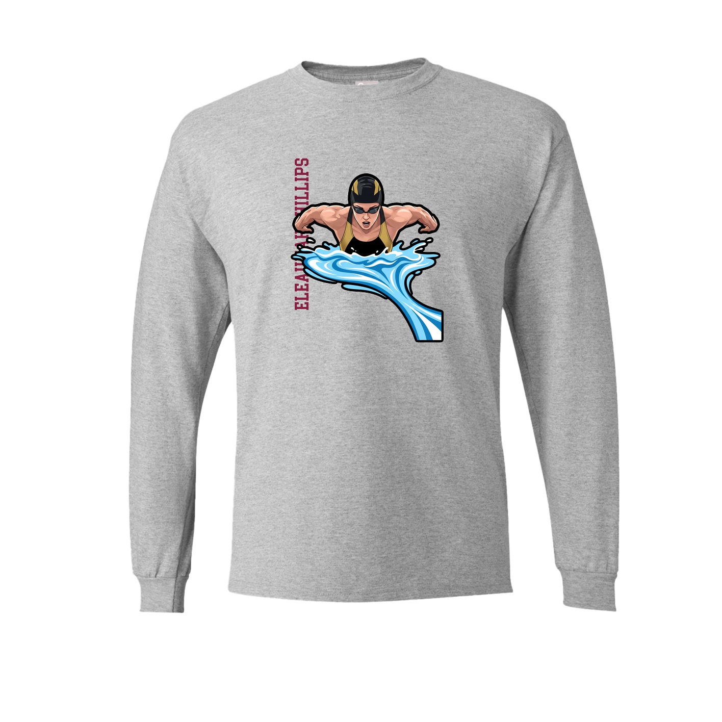 Long Sleeve Tee — Name Vertical in Grey