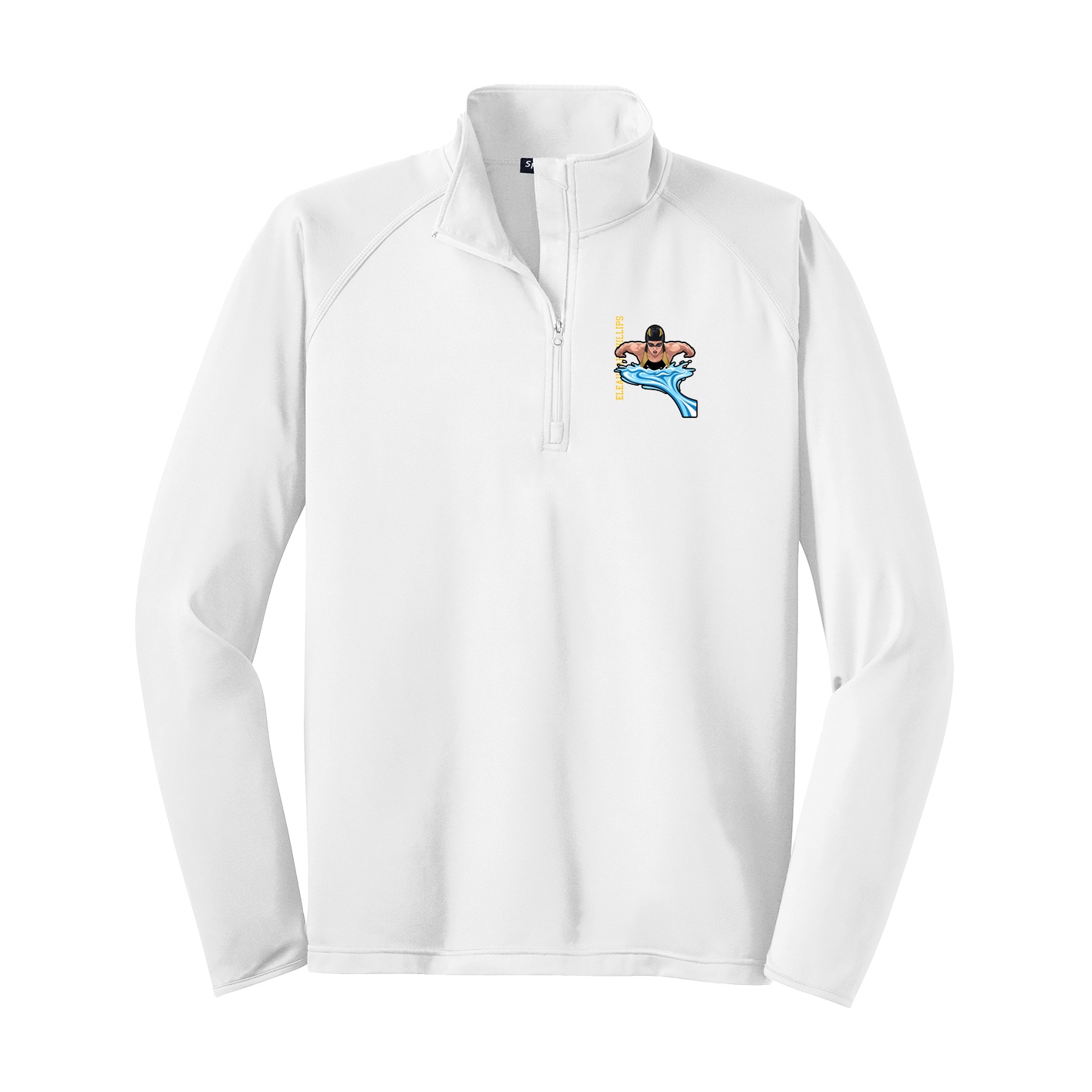 Q-Zip Pullover — Name Vertical in White