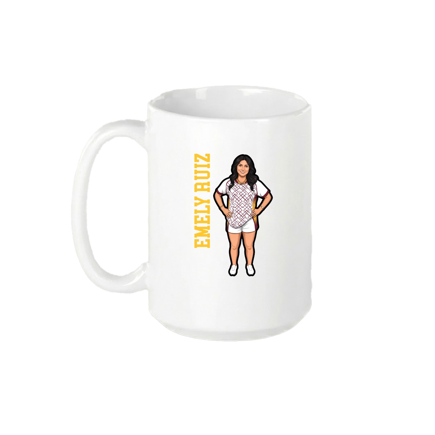 15oz Coffee Mug — Name Vertical in White