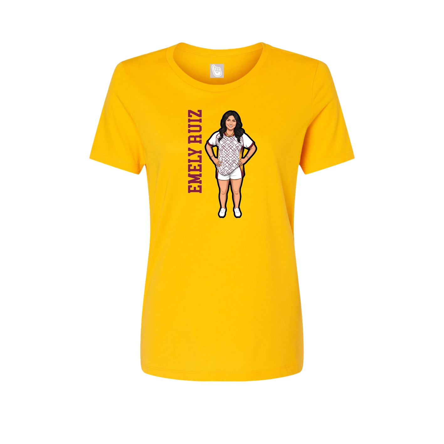 Womens Tee — Name Vertical in Gold