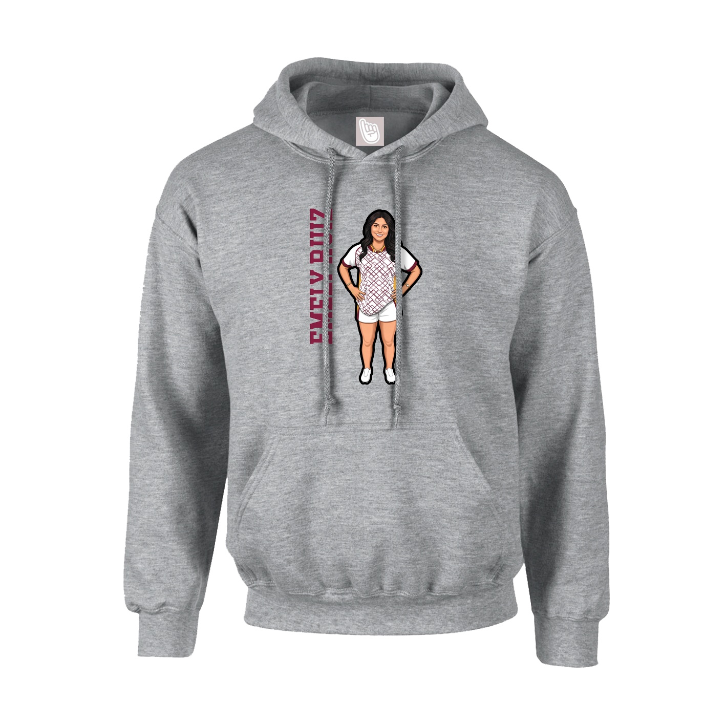 Hoodie — Name Vertical in Grey