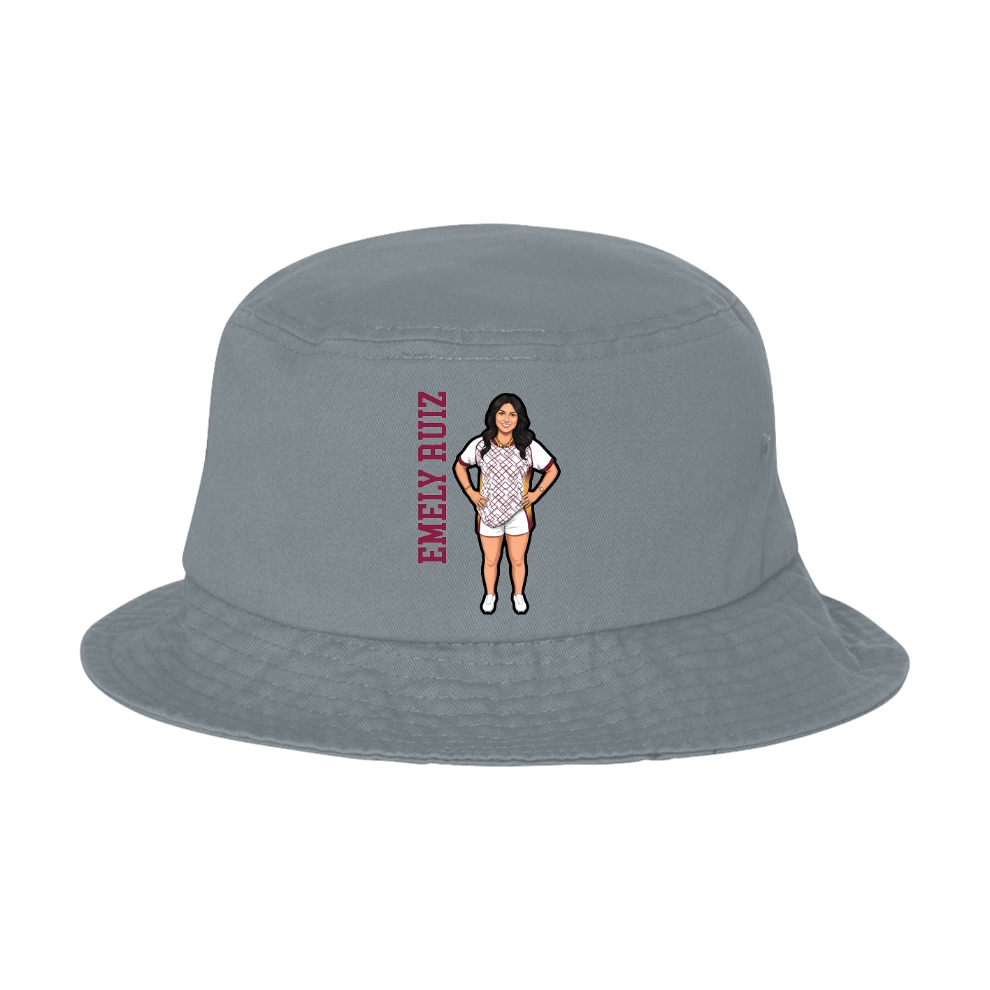 Bucket Cap — Name Vertical in Grey