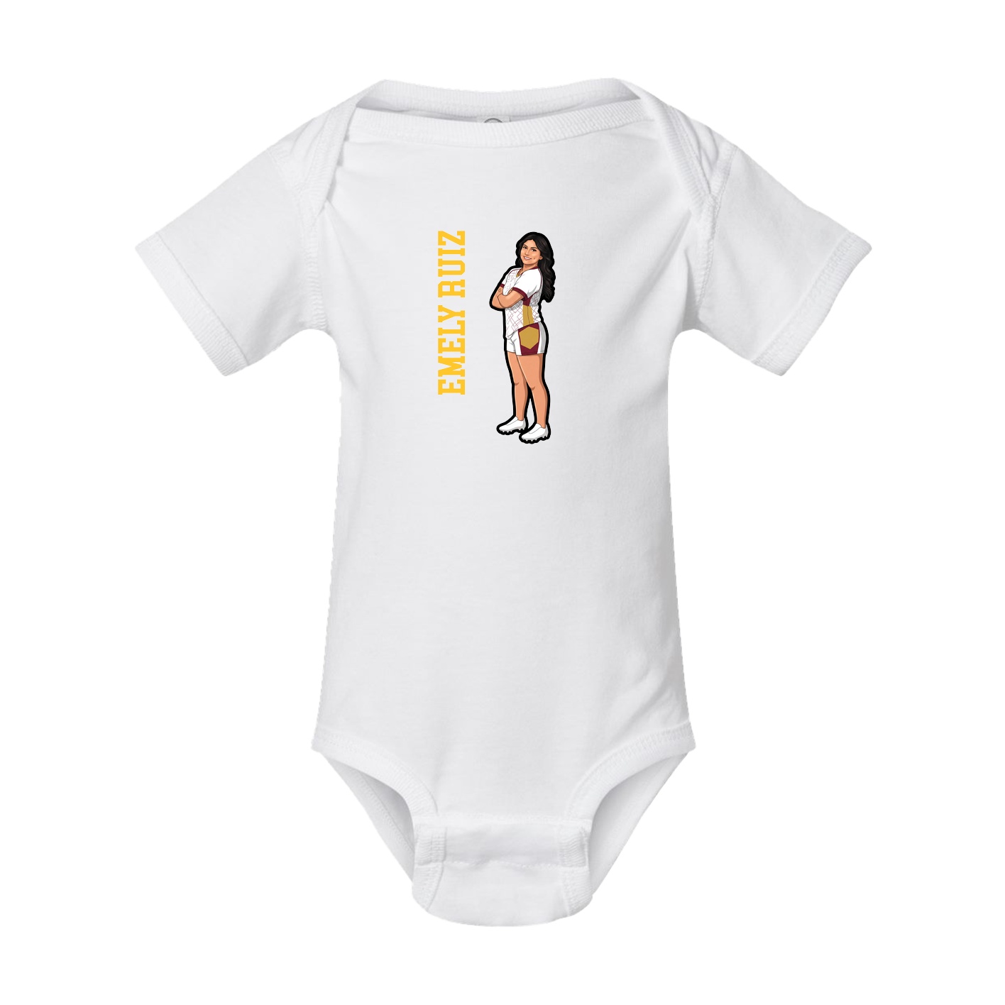 Baby Onesie — Name Vertical in White