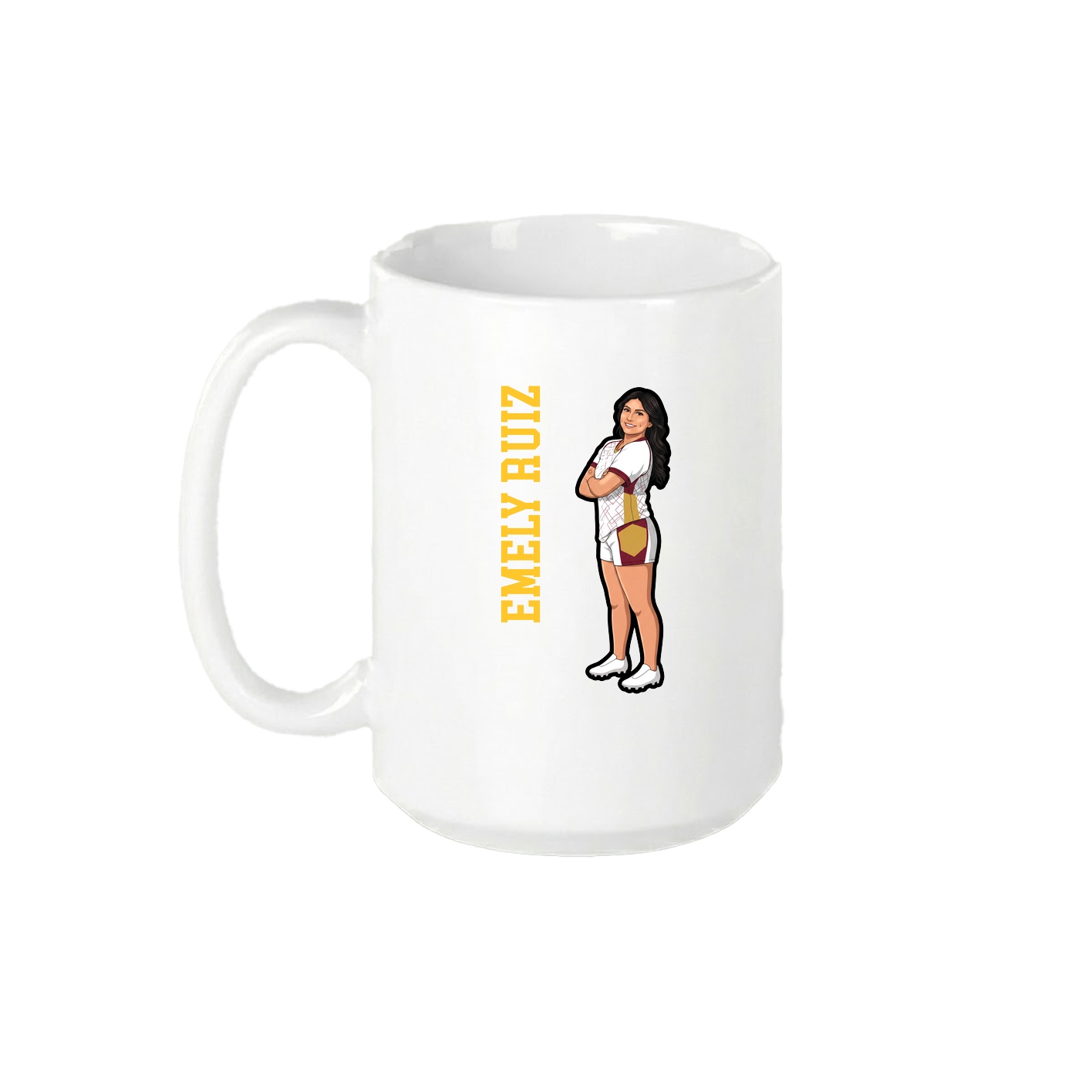 15oz Coffee Mug — Name Vertical in White