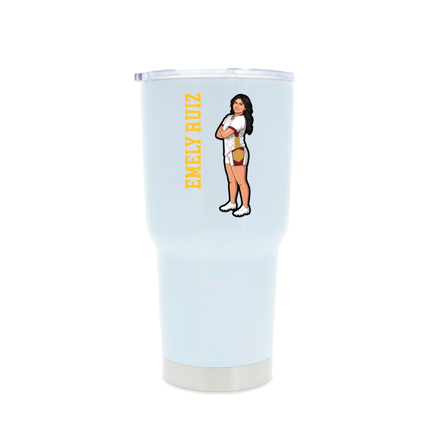 30oz Stainless Steel Tumbler — Name Vertical in White