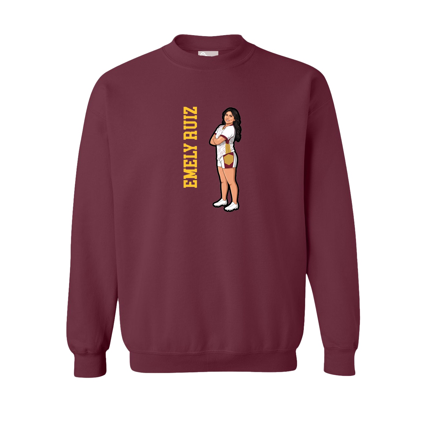 Fleece Crew — Name Vertical in Maroon