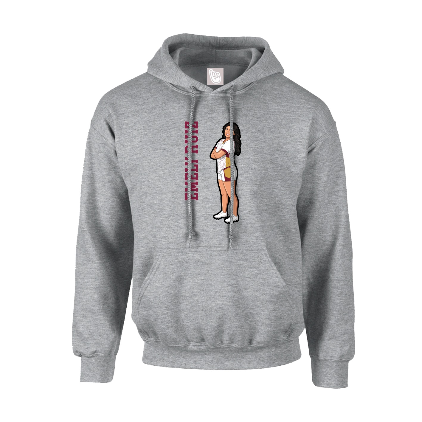 Youth Hoodie — Name Vertical in Grey
