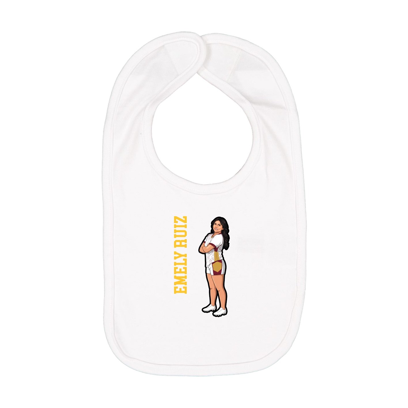 Infant Bib — Name Vertical in White