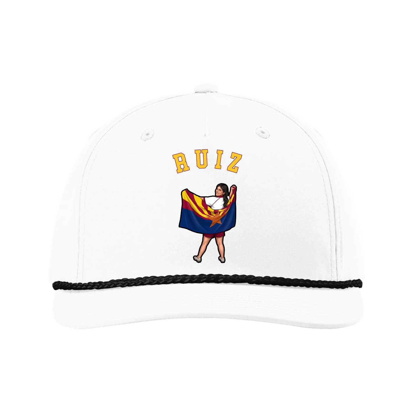 Five-Panel Classic Rope Cap — Shirsey Arch in White