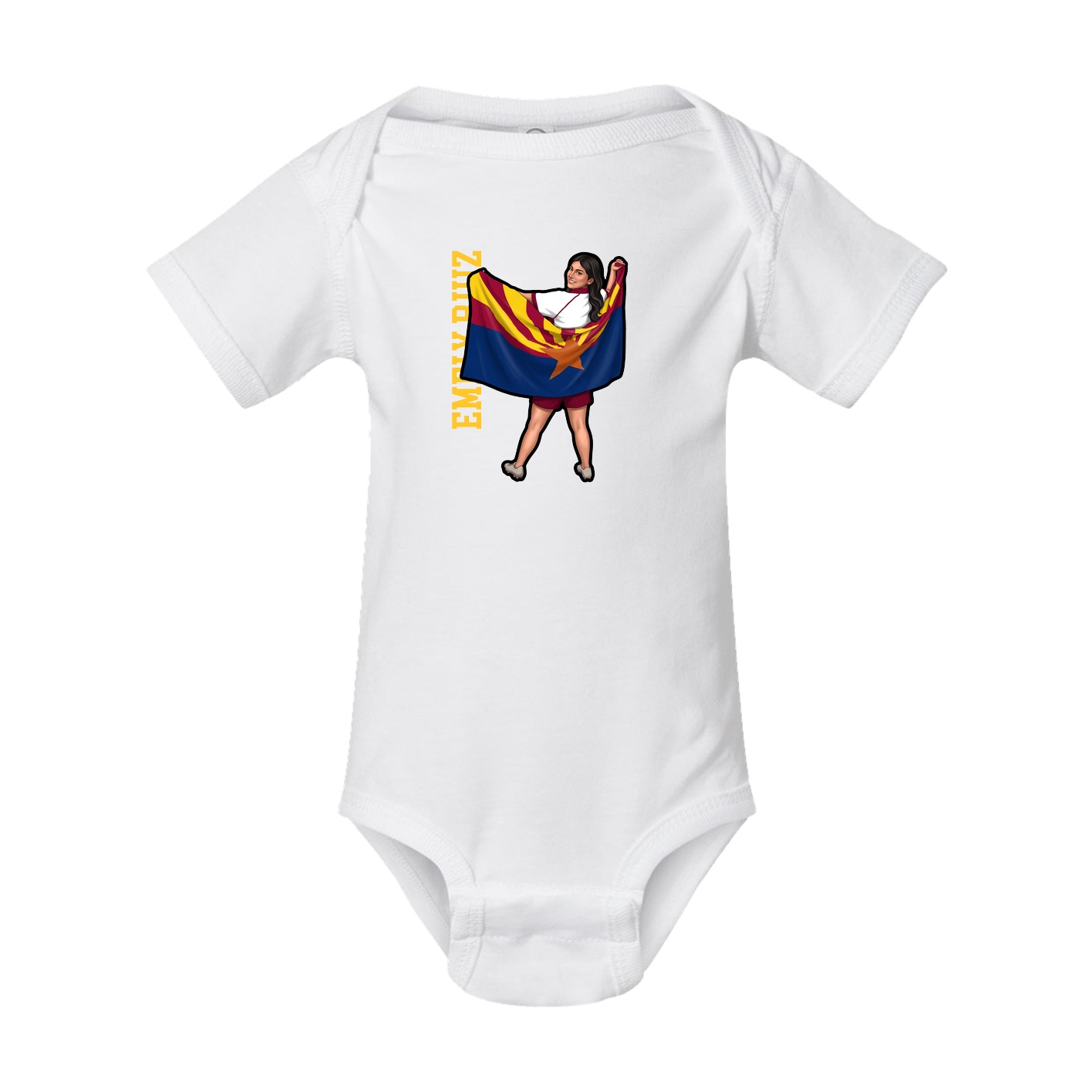Baby Onesie — Name Vertical in White
