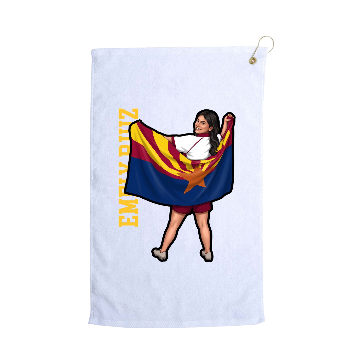 Golf Towel — Name Vertical in White