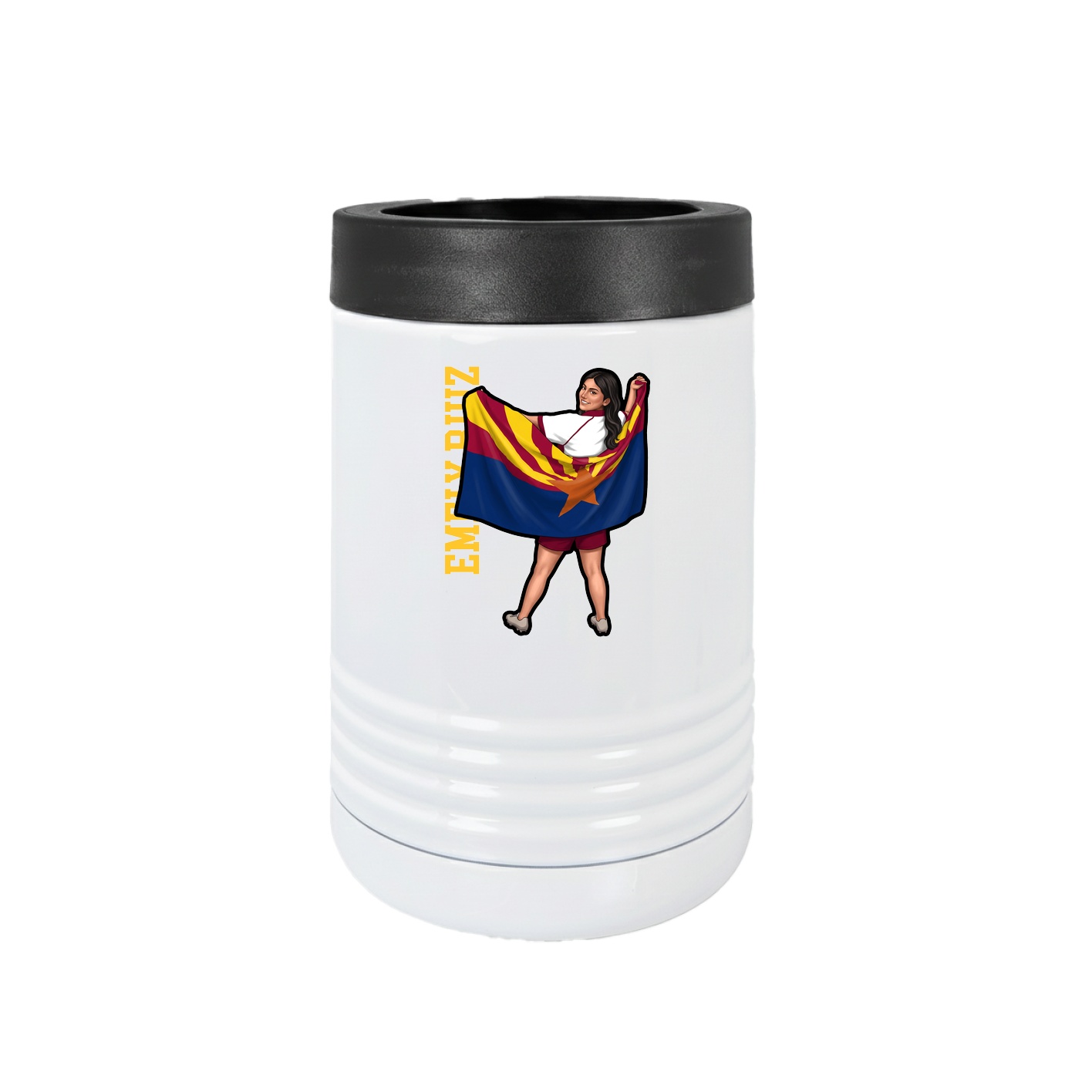 Beverage Holder — Name Vertical in White
