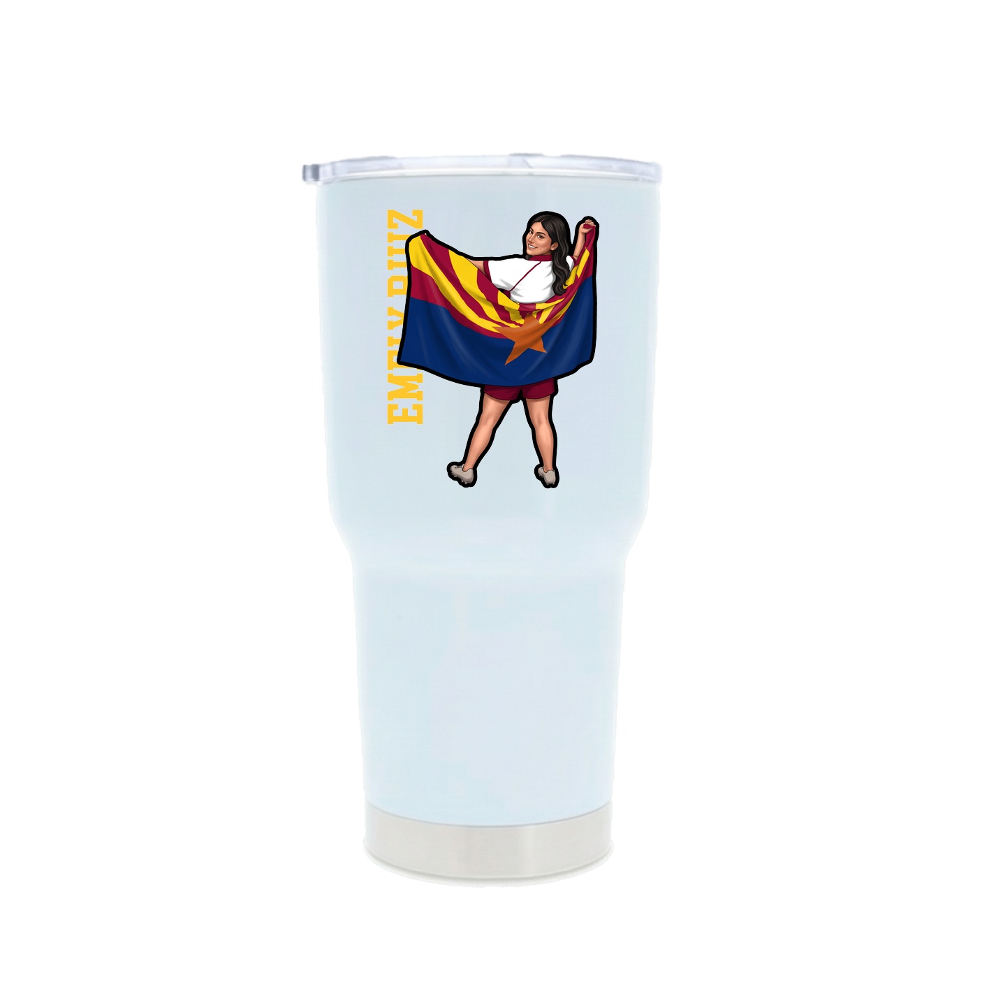 30oz Stainless Steel Tumbler — Name Vertical in White