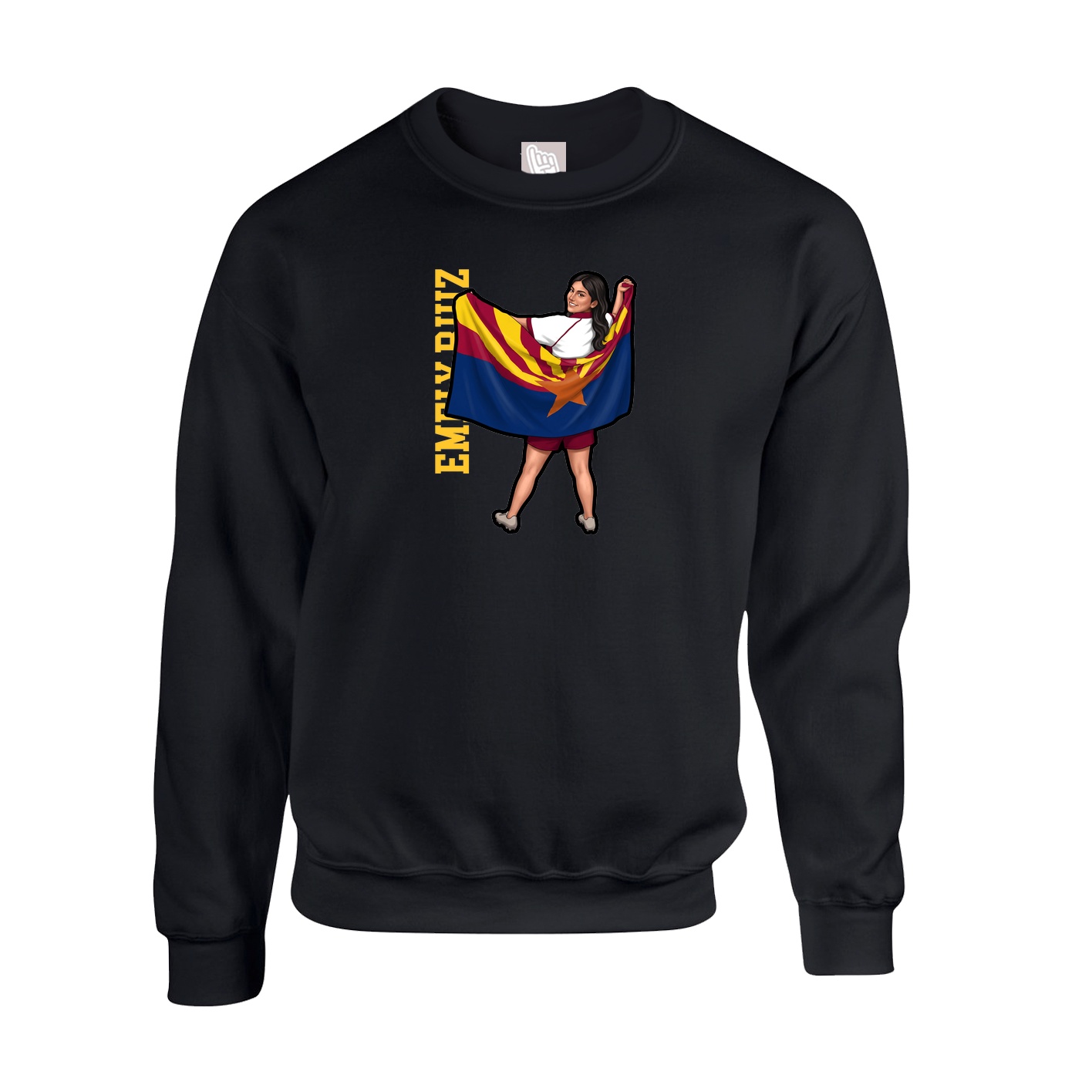 Fleece Crew — Name Vertical in Black