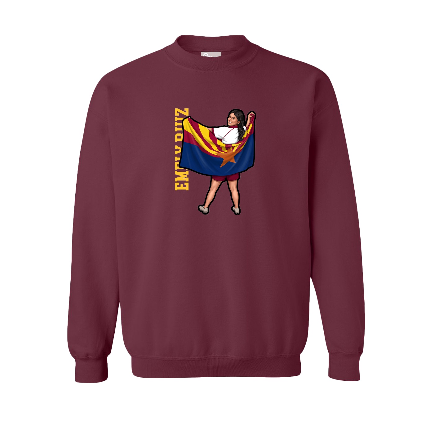 Fleece Crew — Name Vertical in Maroon