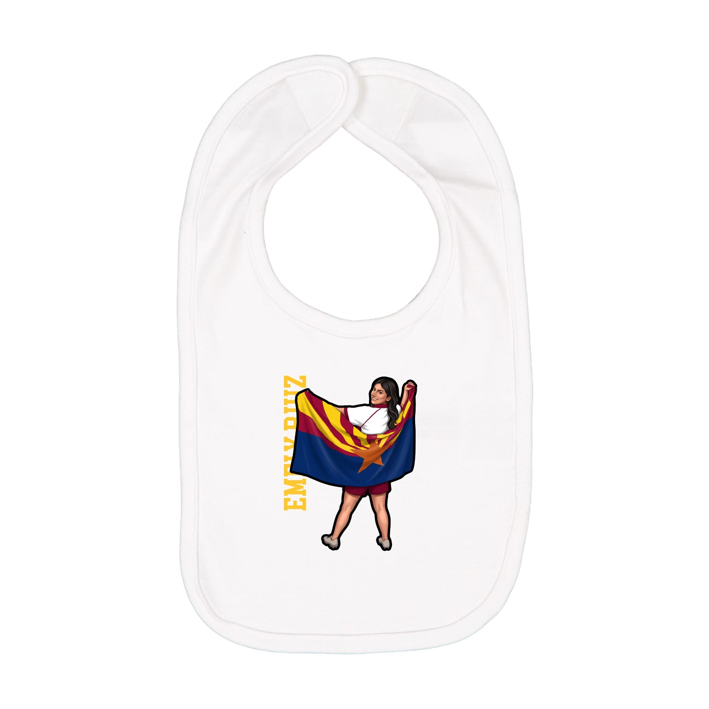 Infant Bib — Name Vertical in White