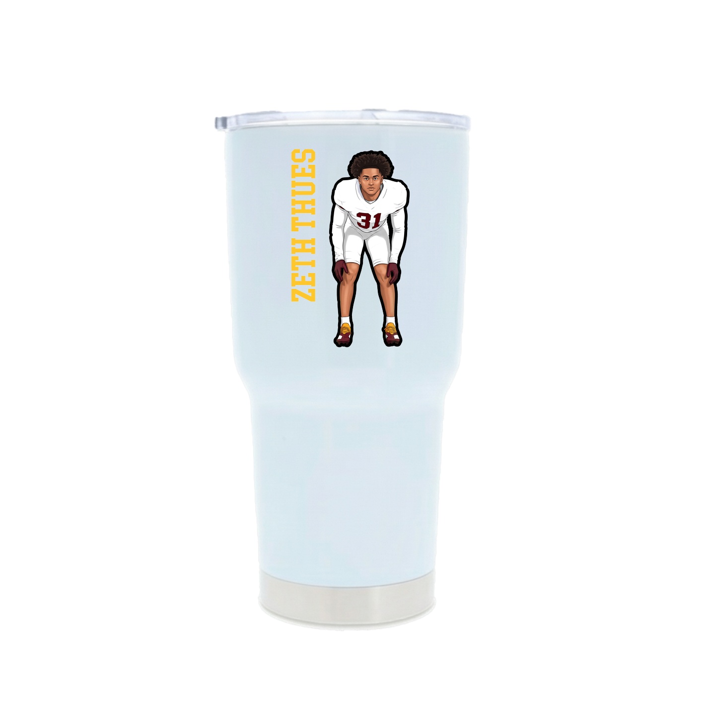 30oz Stainless Steel Tumbler — Name Vertical in White