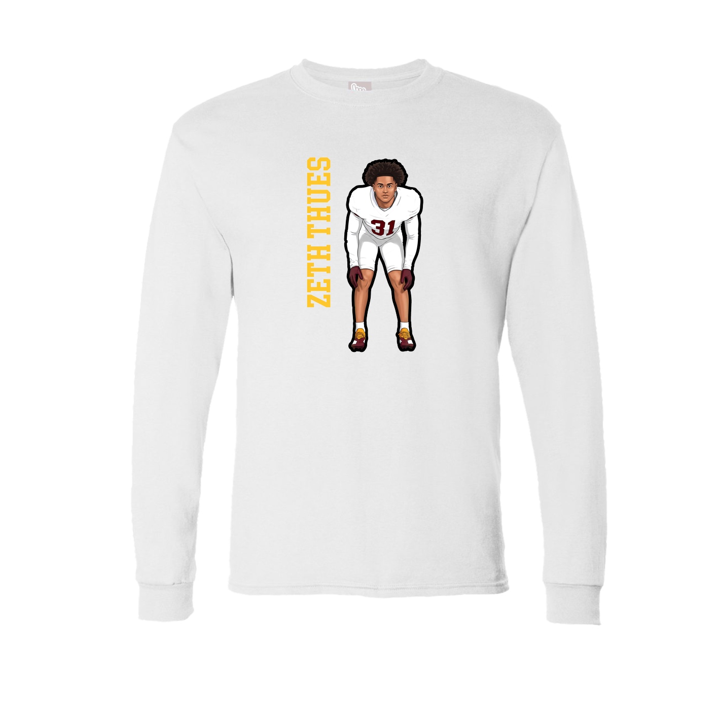 Long Sleeve Tee — Name Vertical in White
