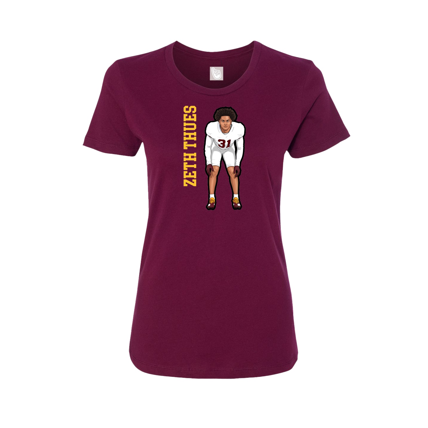 Womens Tee — Name Vertical in Maroon