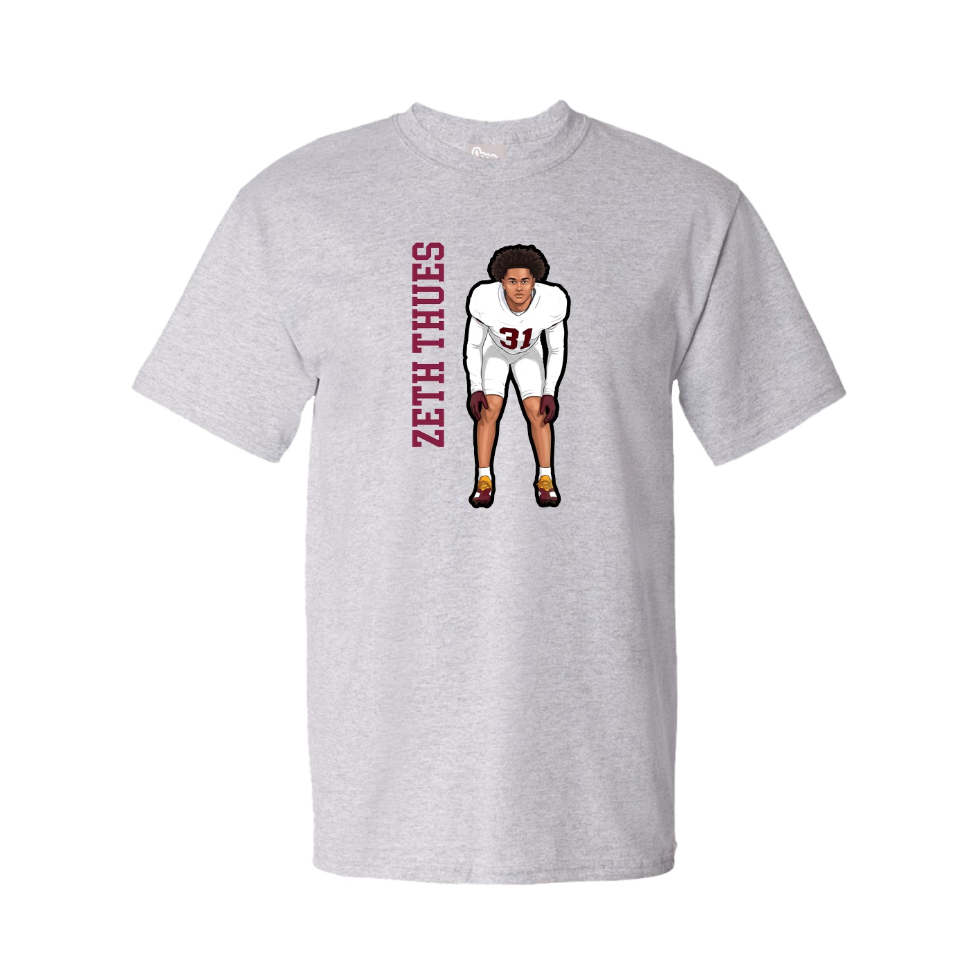 Youth Tee — Name Vertical in Grey