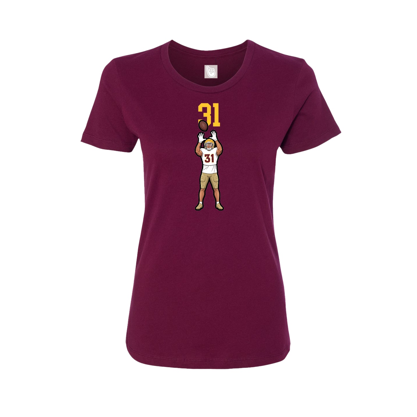 Womens Tee — Number Top in Maroon