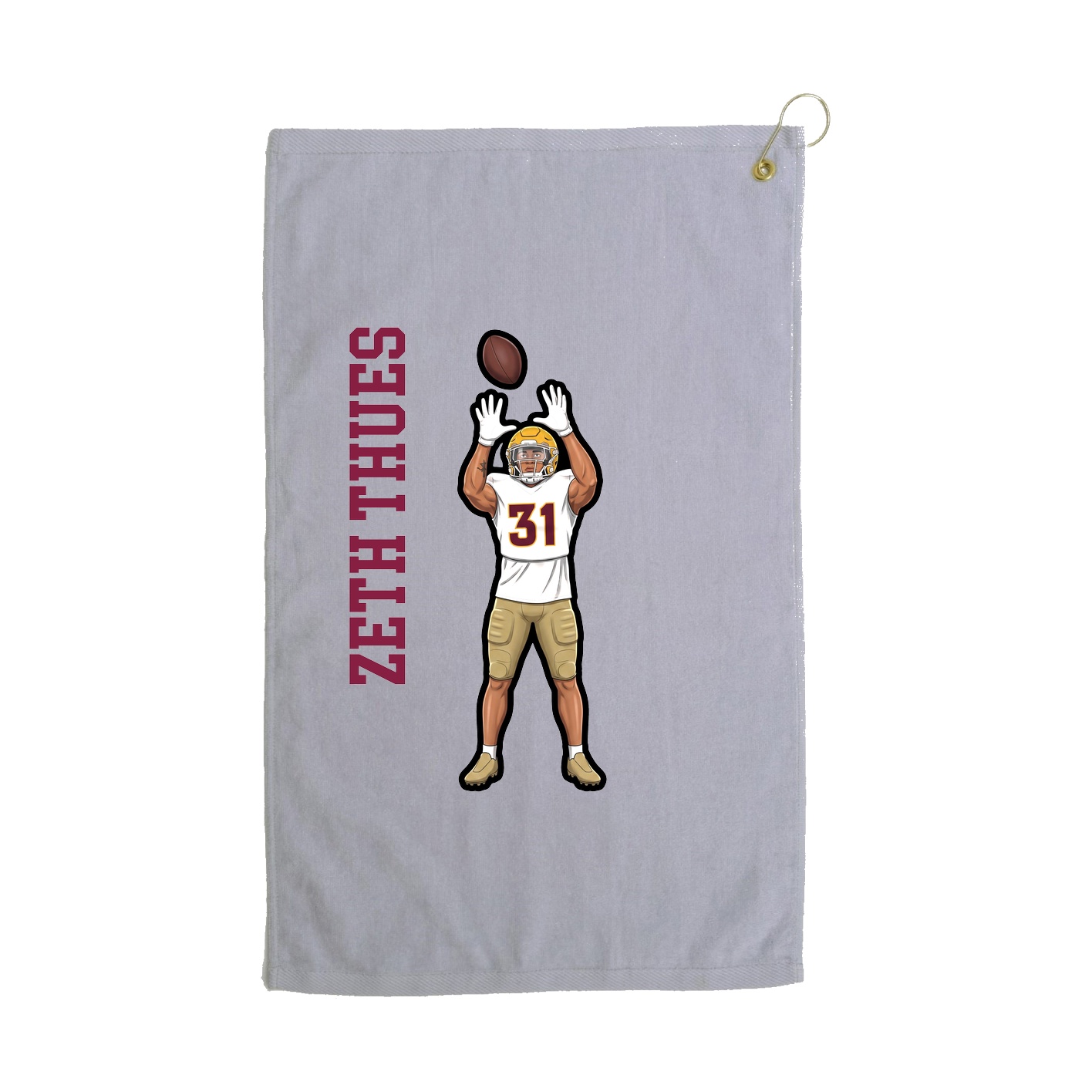 Golf Towel — Name Vertical in Grey