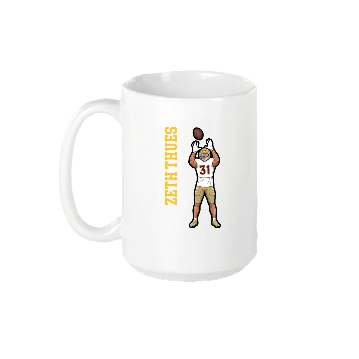 15oz Coffee Mug — Name Vertical in White