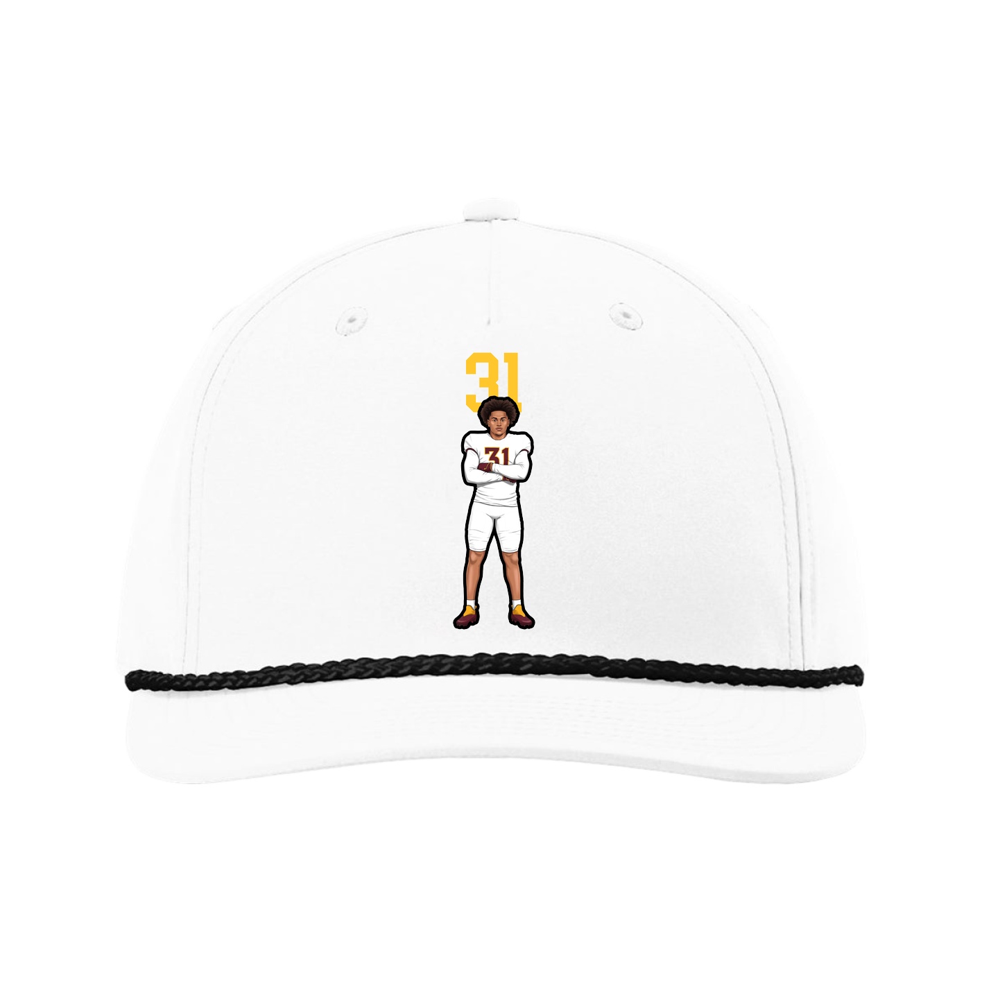 Five-Panel Classic Rope Cap — Number Top in White