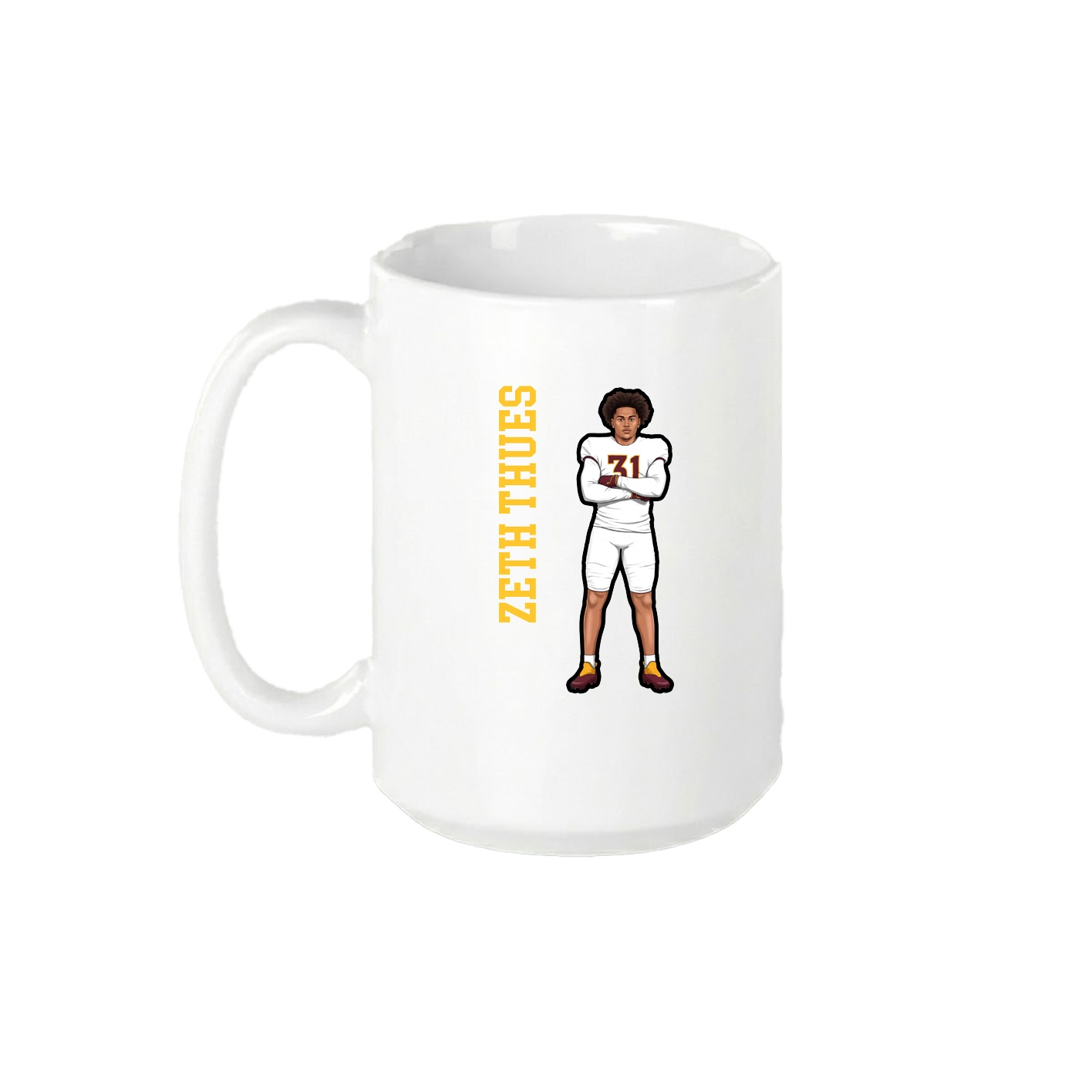 15oz Coffee Mug — Name Vertical in White