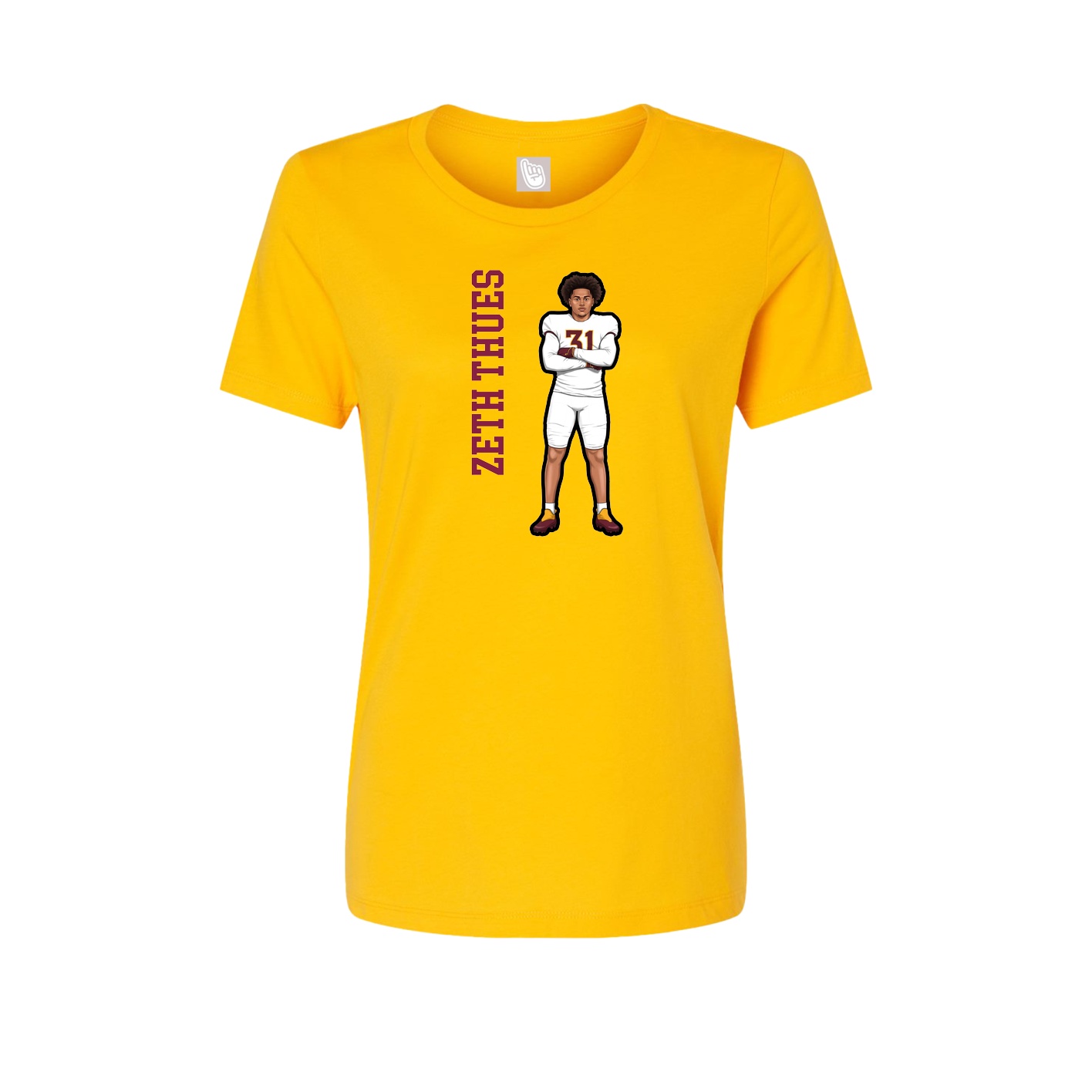 Fitted Women's Tee — Name Vertical in Gold