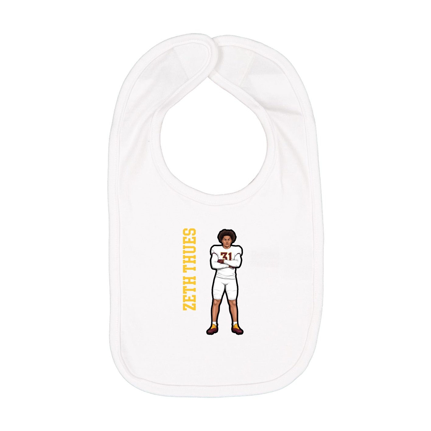 Infant Bib — Name Vertical in White