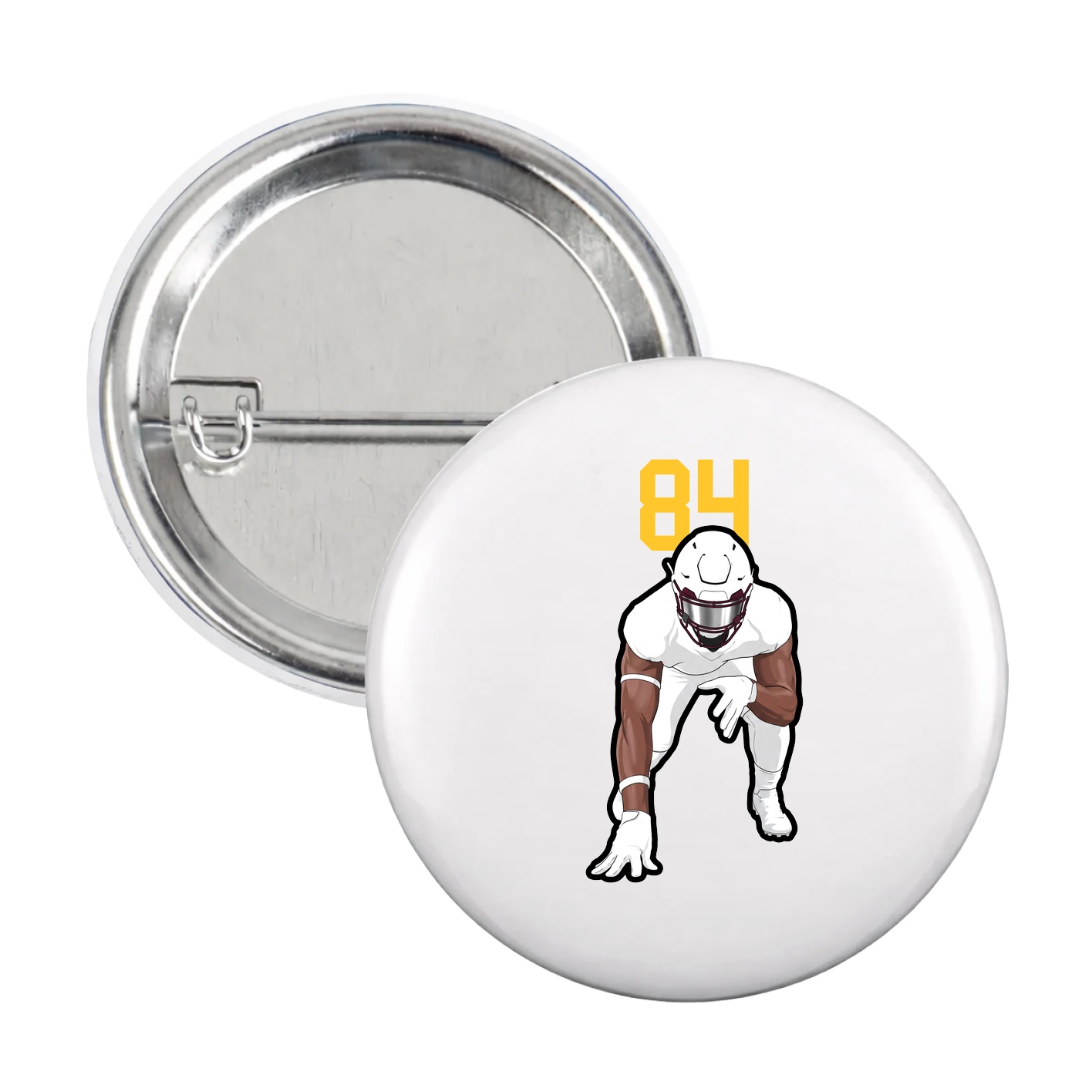 Game Day Button — Number Top in White