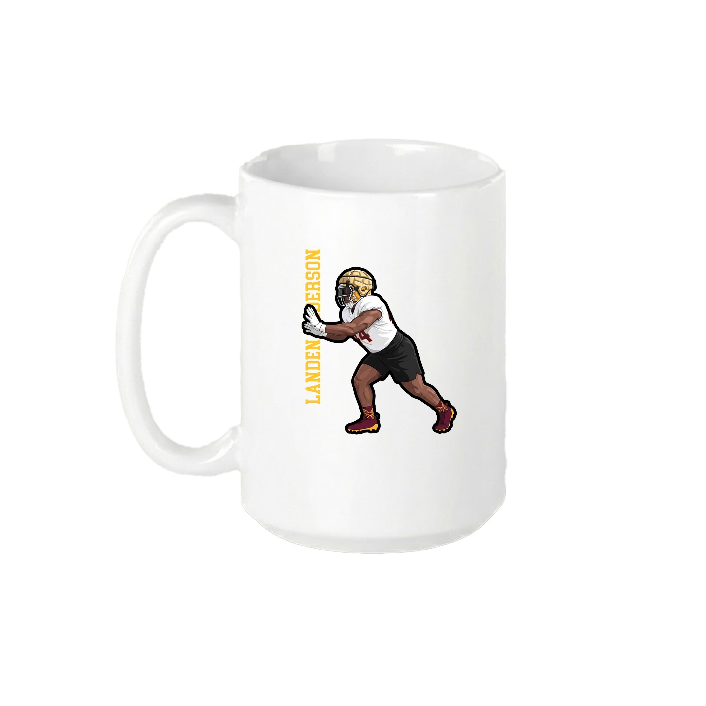 15oz Coffee Mug — Name Vertical in White