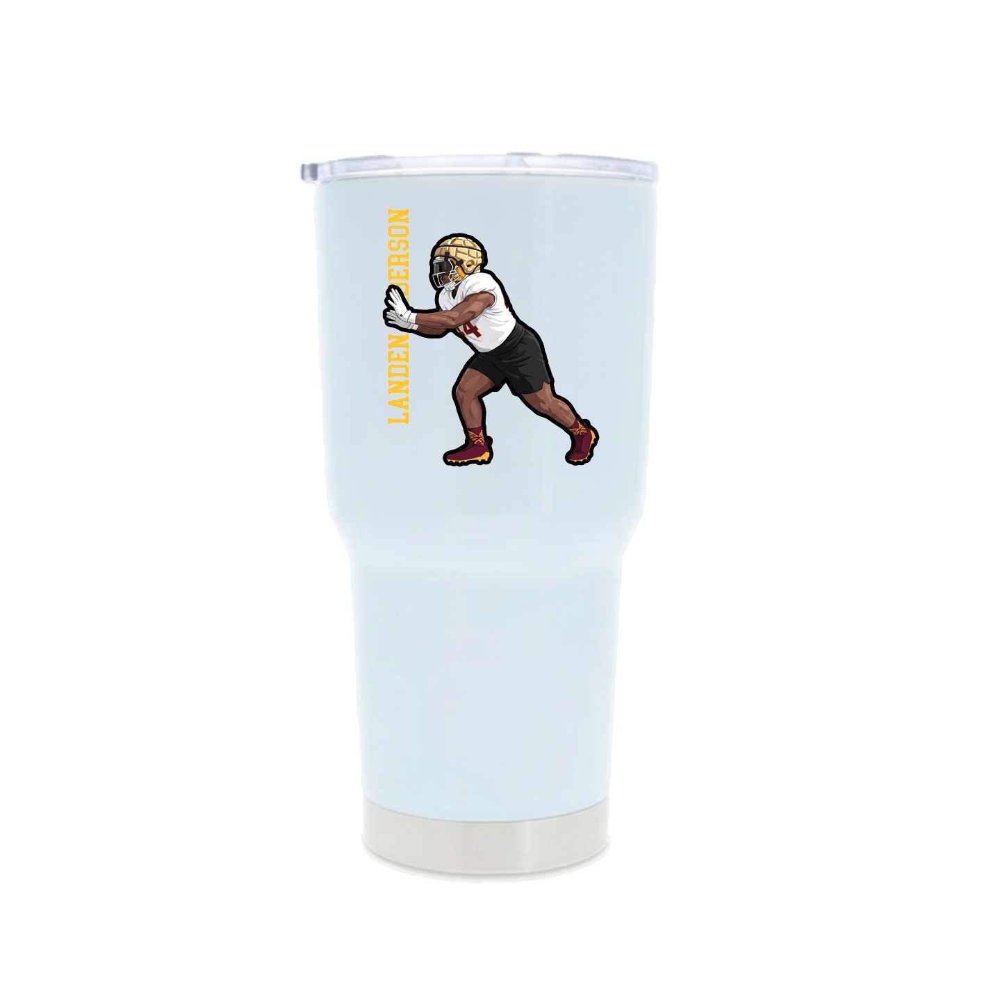 30oz Stainless Steel Tumbler — Name Vertical in White