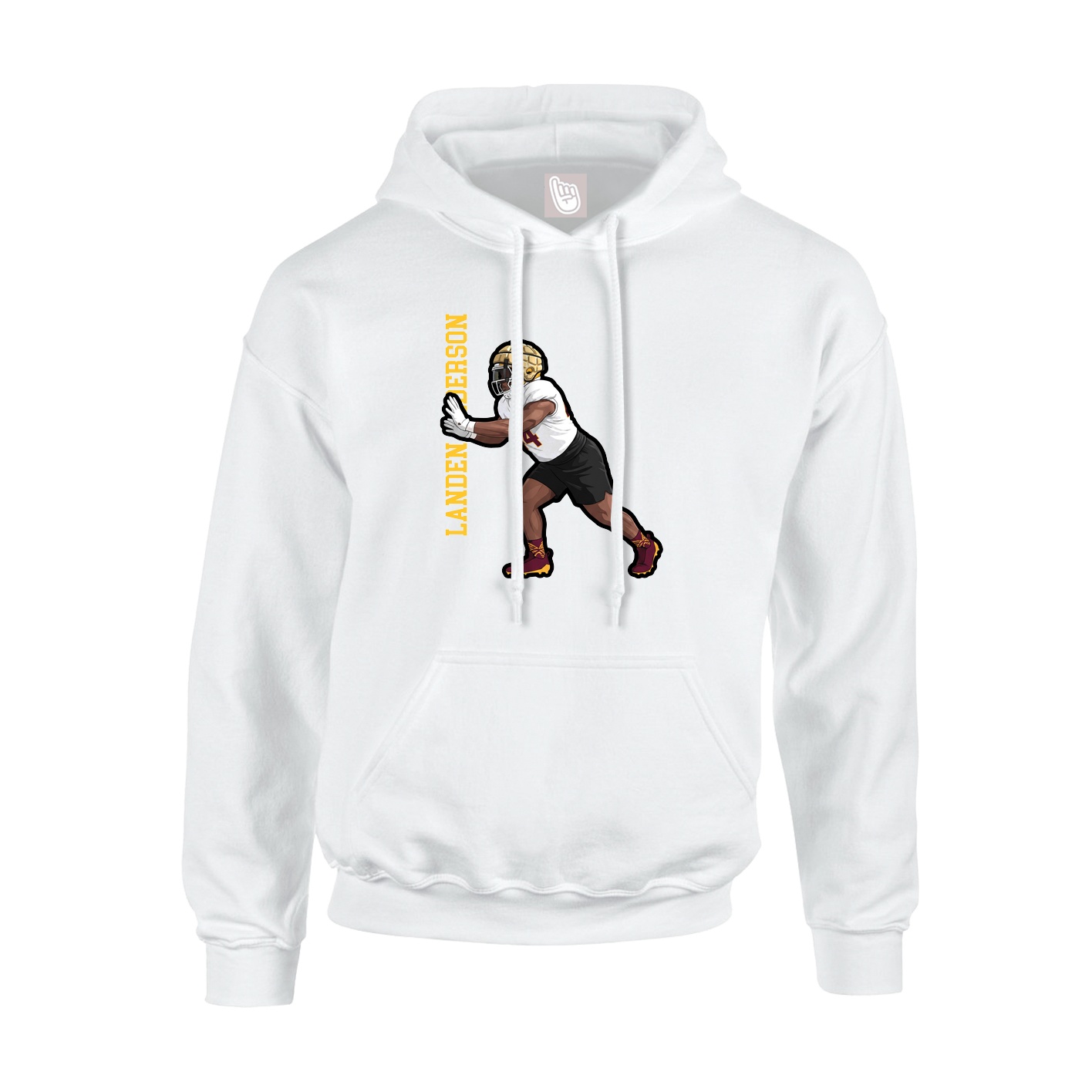 Youth Hoodie — Name Vertical in White