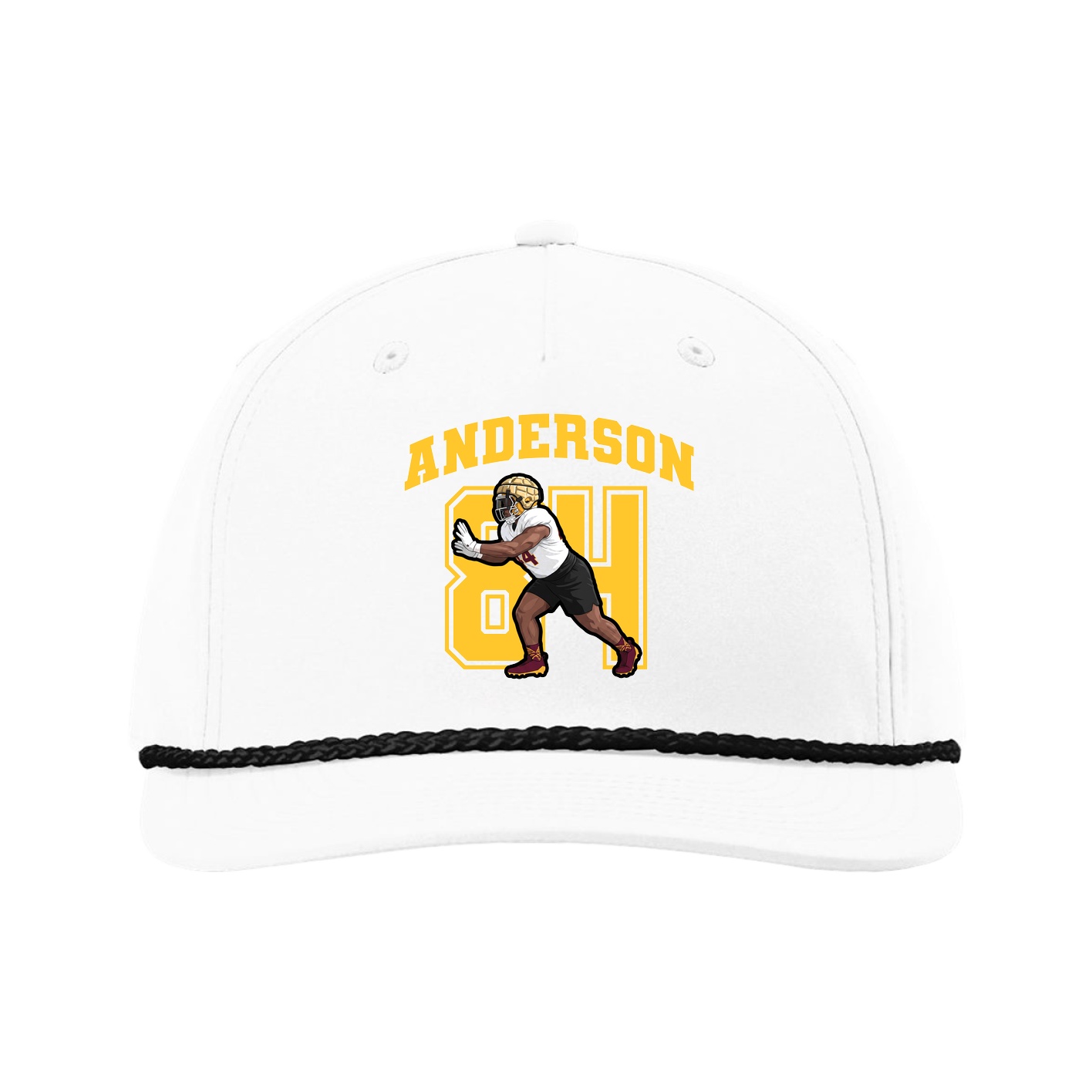 Five-Panel Classic Rope Cap — Number in White