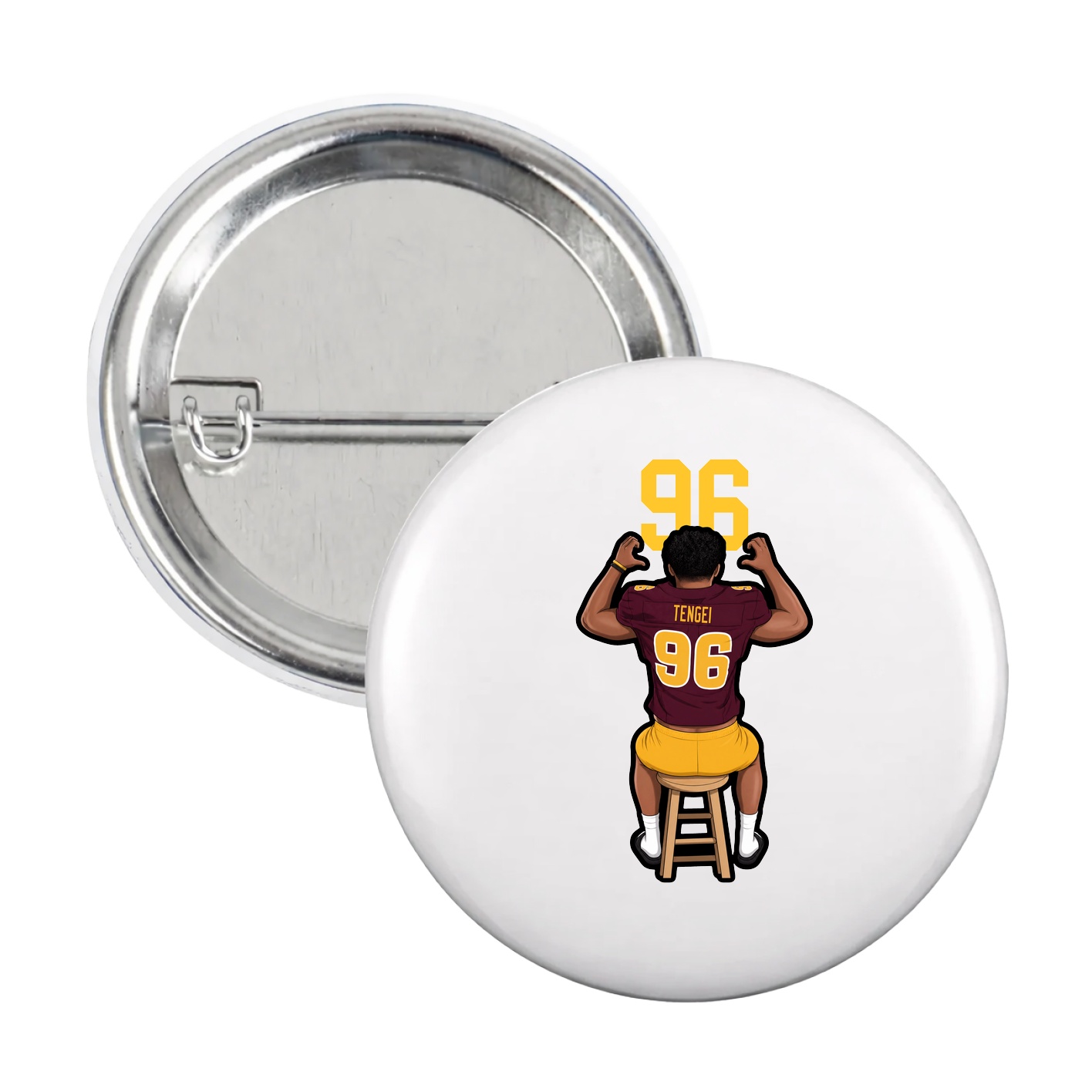 Game Day Button — Number Top in White