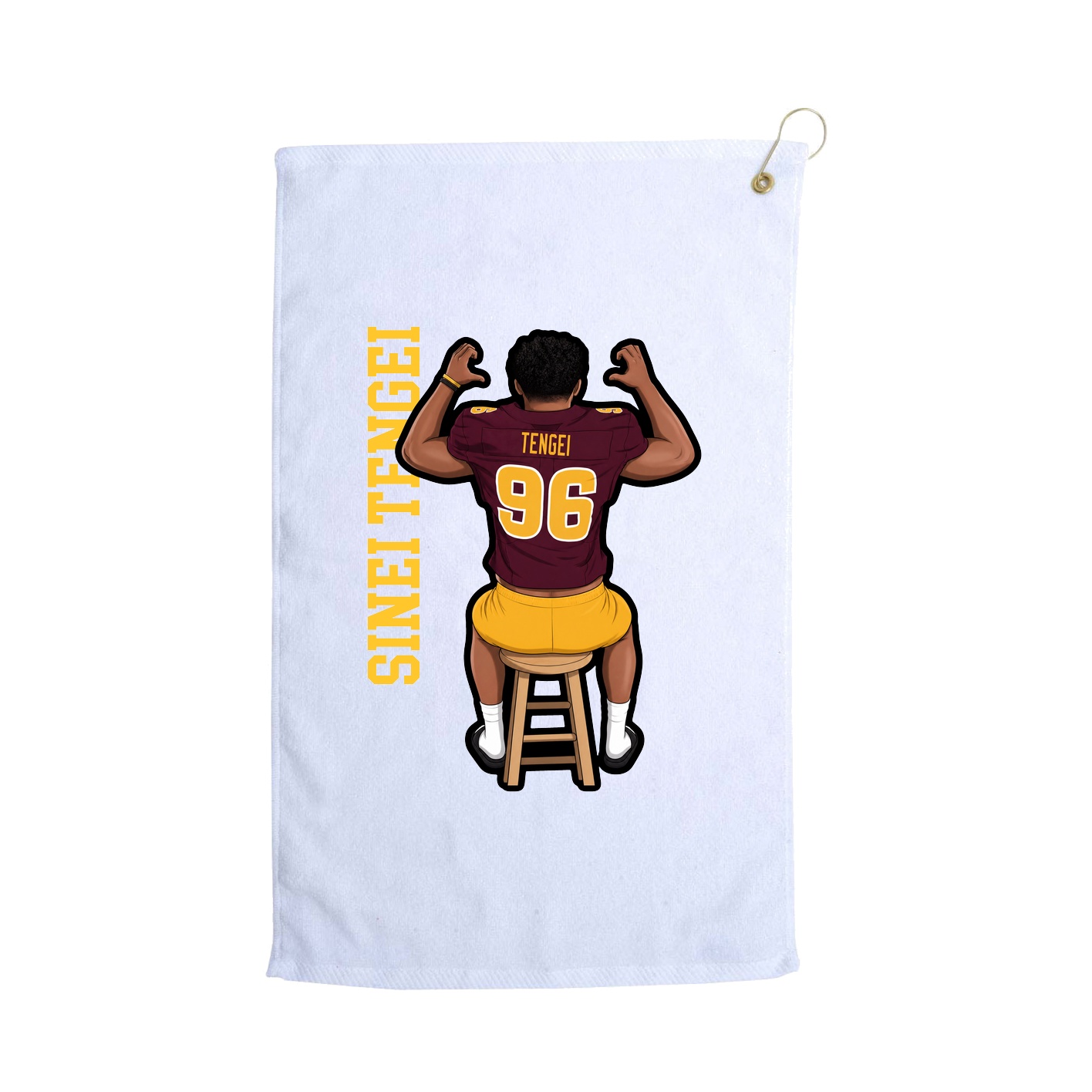 Golf Towel — Name Vertical in White