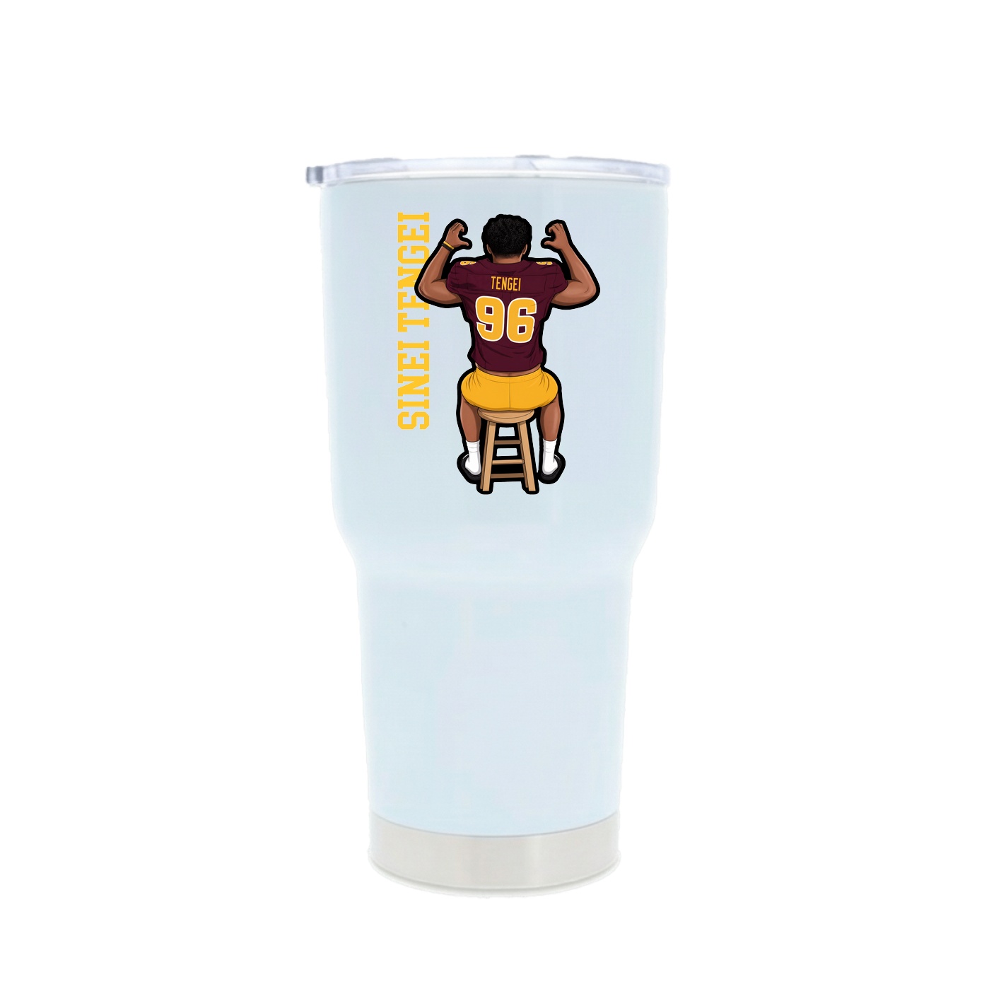 30oz Stainless Steel Tumbler — Name Vertical in White