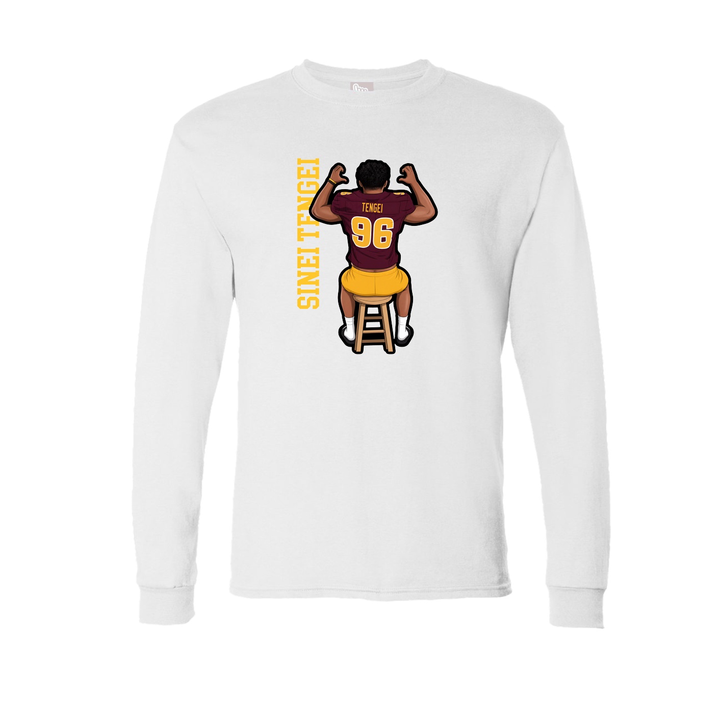 Long Sleeve Tee — Name Vertical in White