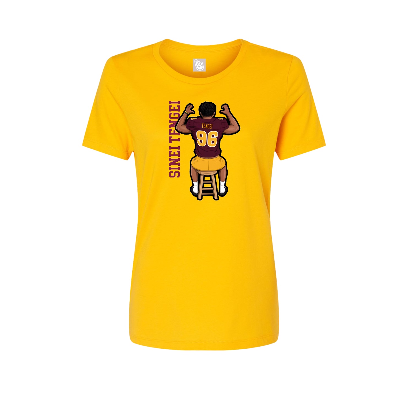 Fitted Women's Tee — Name Vertical in Gold
