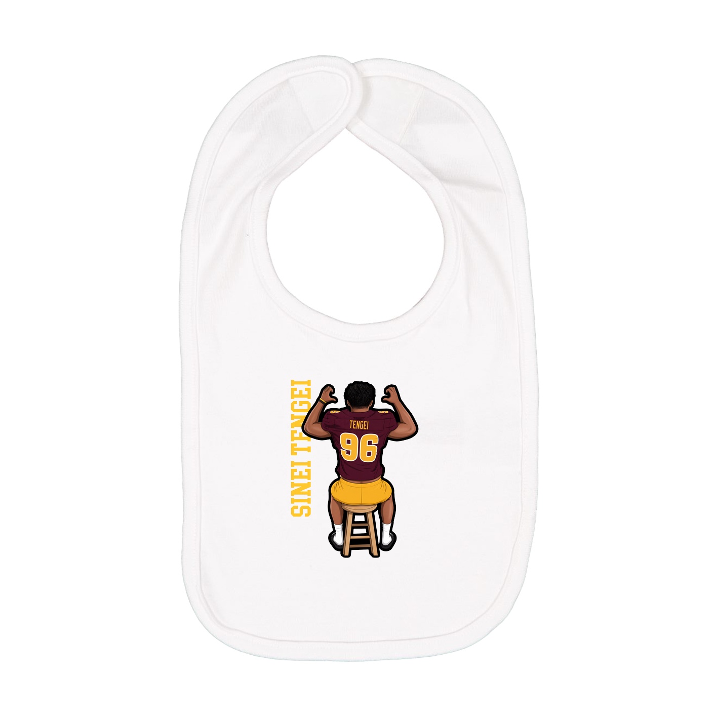 Infant Bib — Name Vertical in White