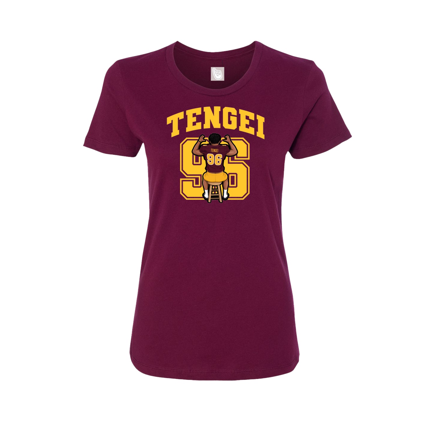 Fitted Women's Tee — Number in Maroon
