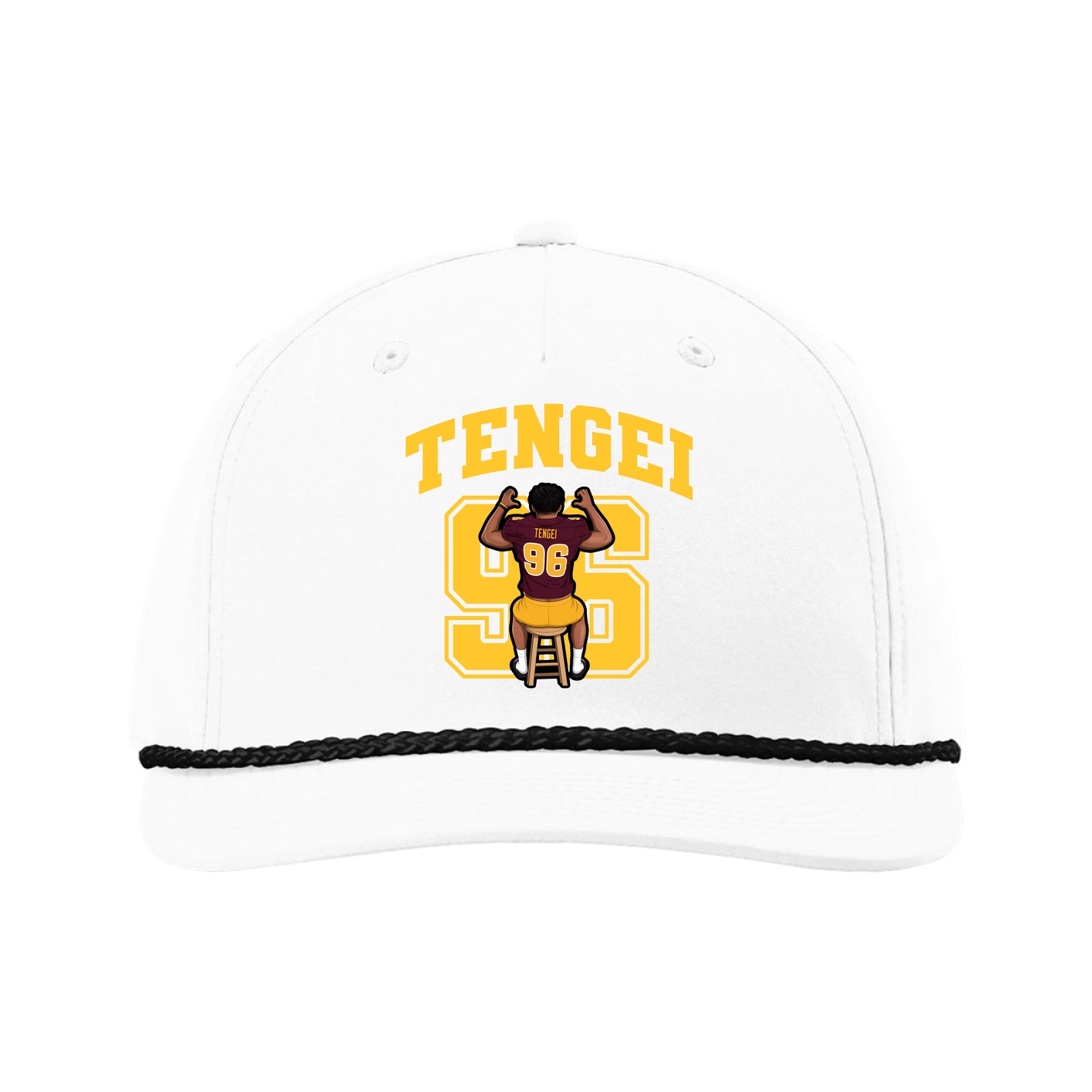 Five-Panel Classic Rope Cap — Number in White